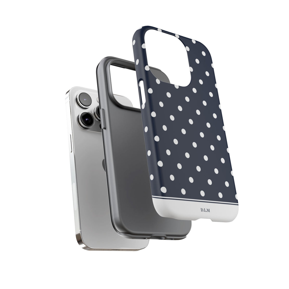 Navy Pearl Personalised Polka Dot Case