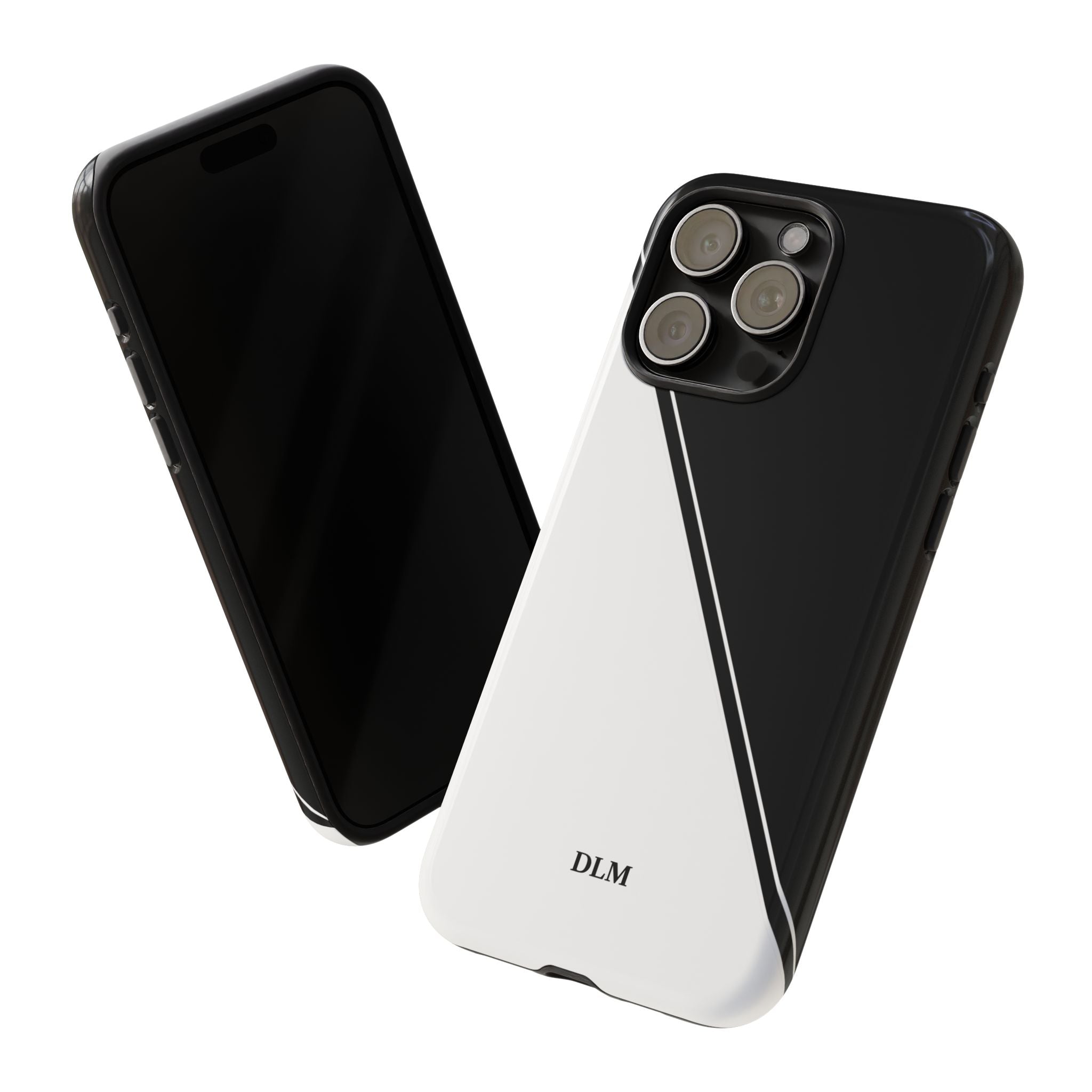 White/Black Two Tone Custom Initials Case