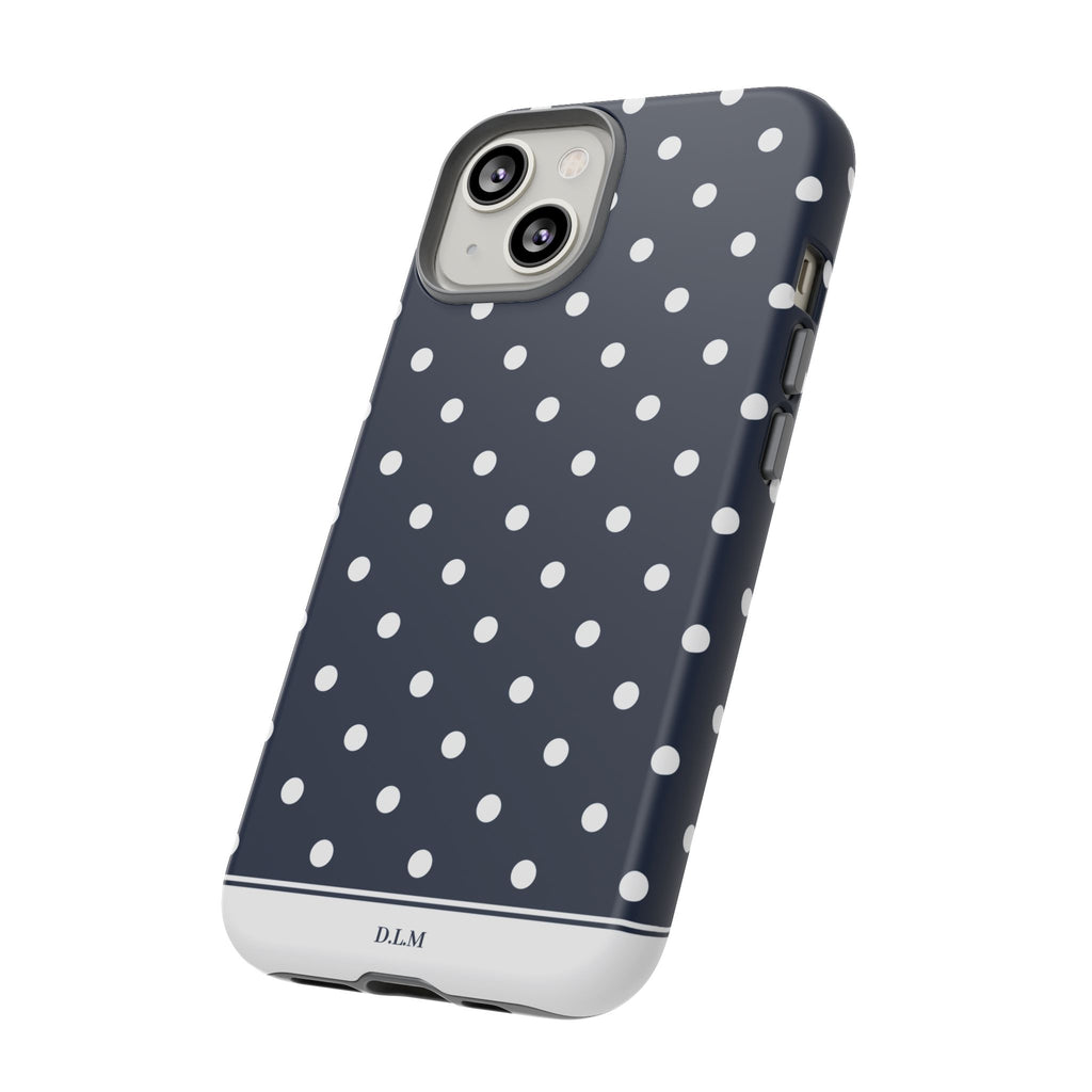 Navy Pearl Personalised Polka Dot Case
