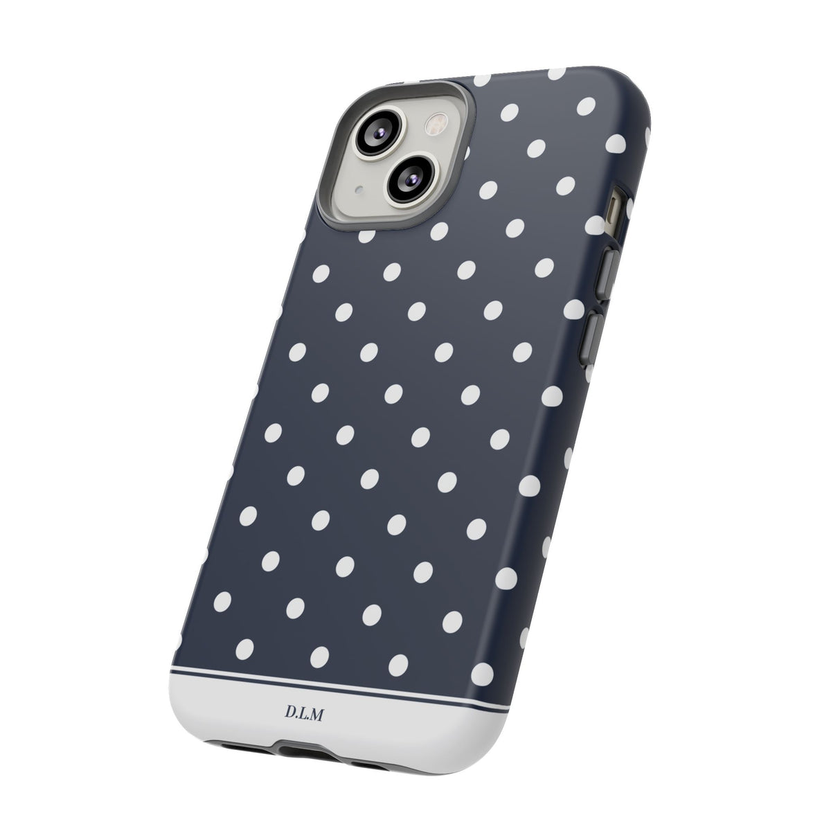 Navy Pearl Personalised Polka Dot Case