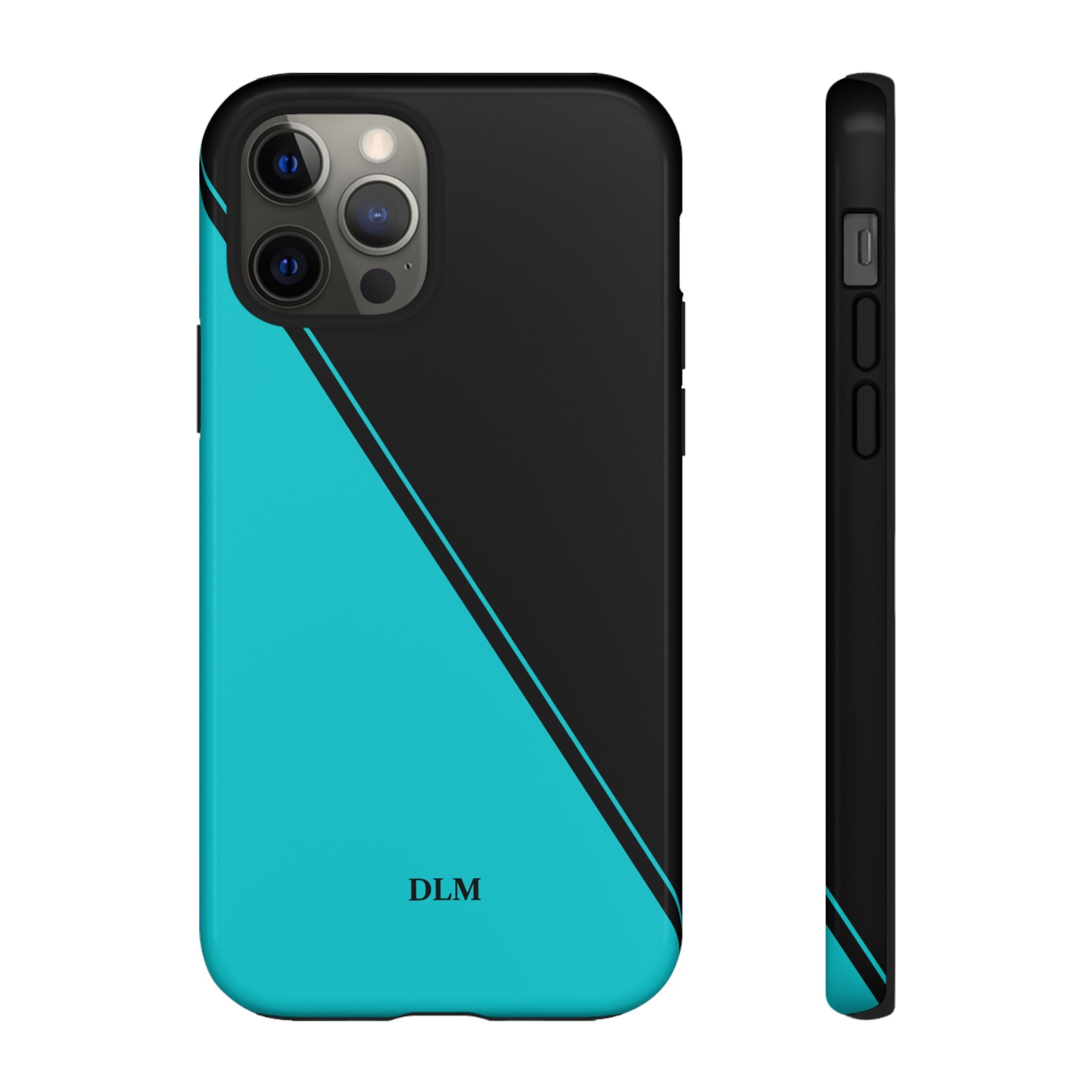 Tiffany/Black Two Tone Custom Initials Case