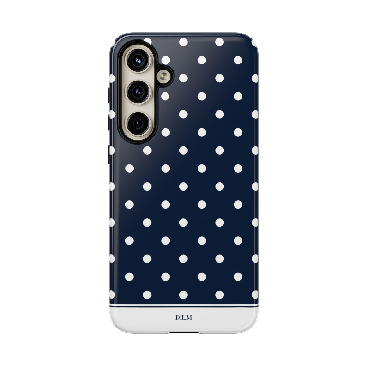 Navy Pearl Personalised Polka Dot Case