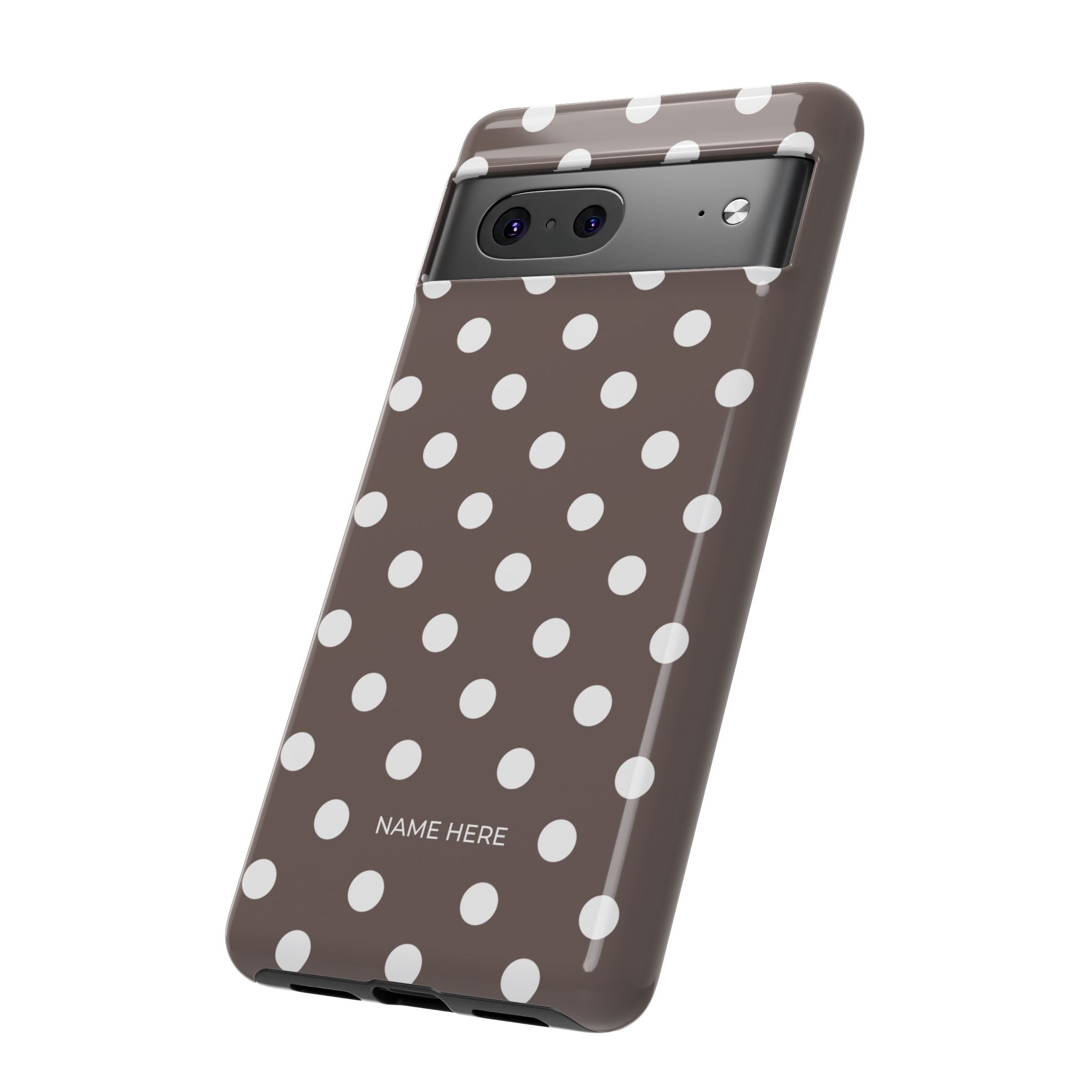 Brown & White PolkaDot Customisable Case