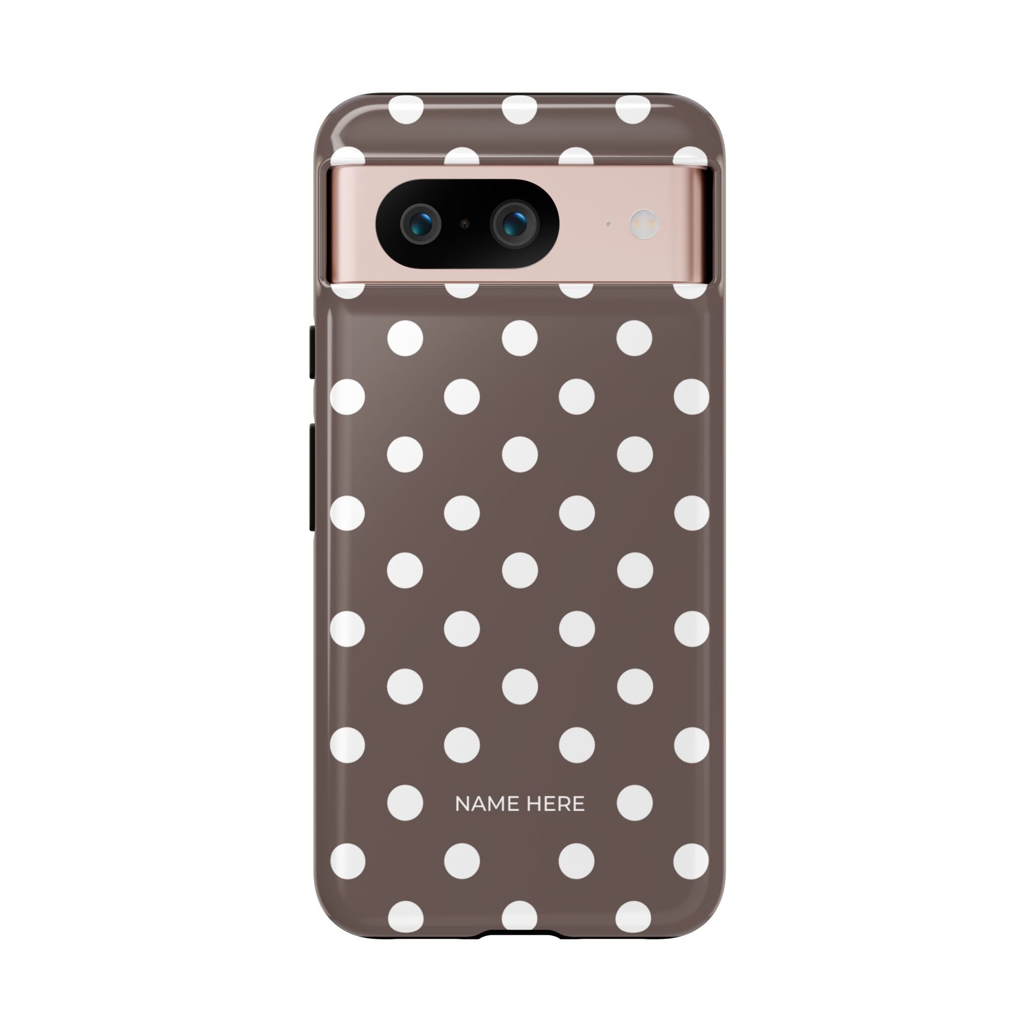 Brown & White PolkaDot Customisable Case