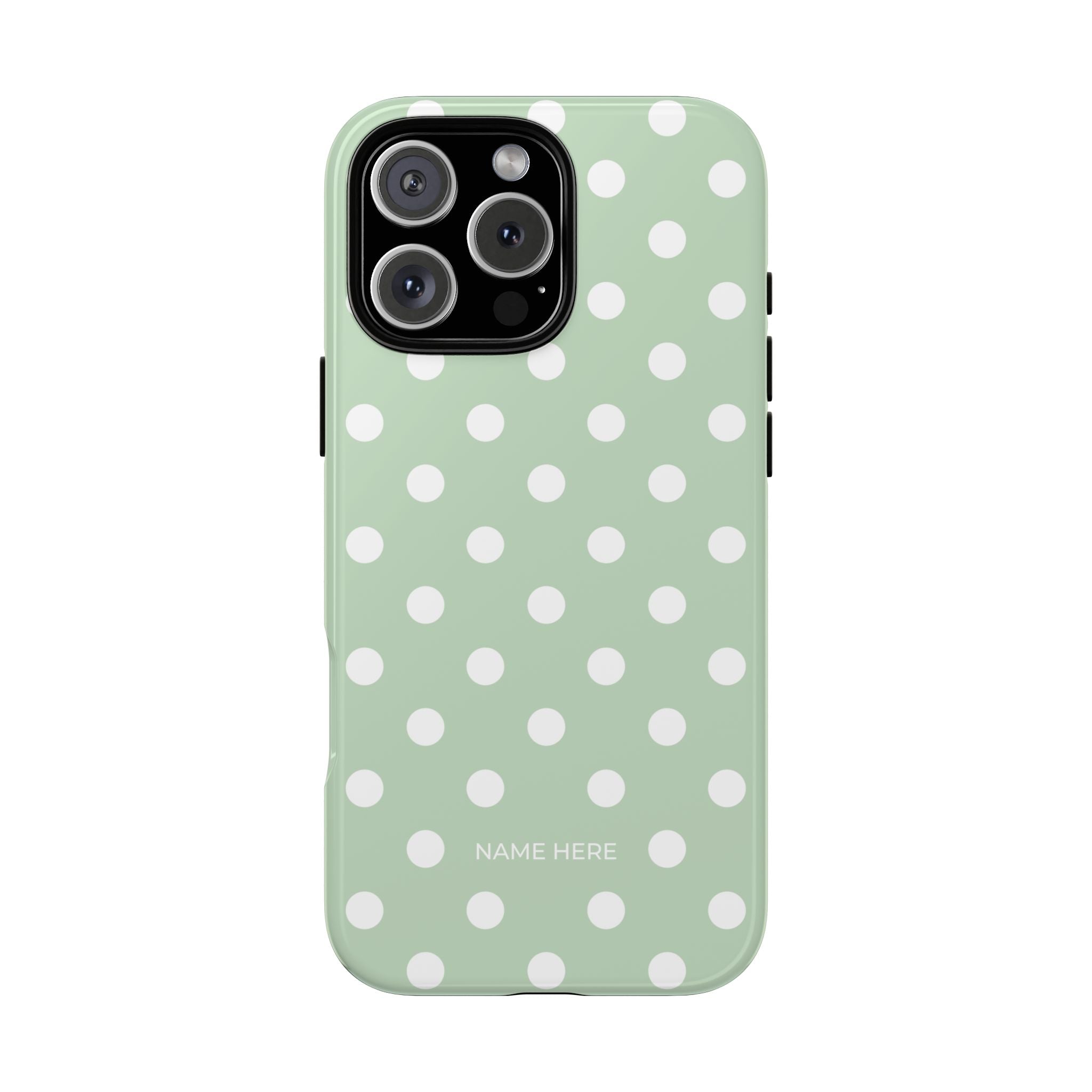 Green & White Polka Dot Customisable Case