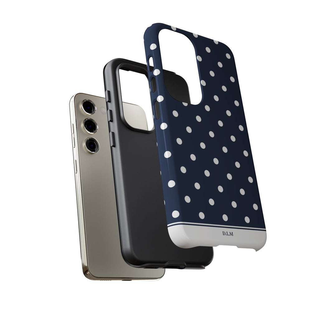 Navy Pearl Personalised Polka Dot Case