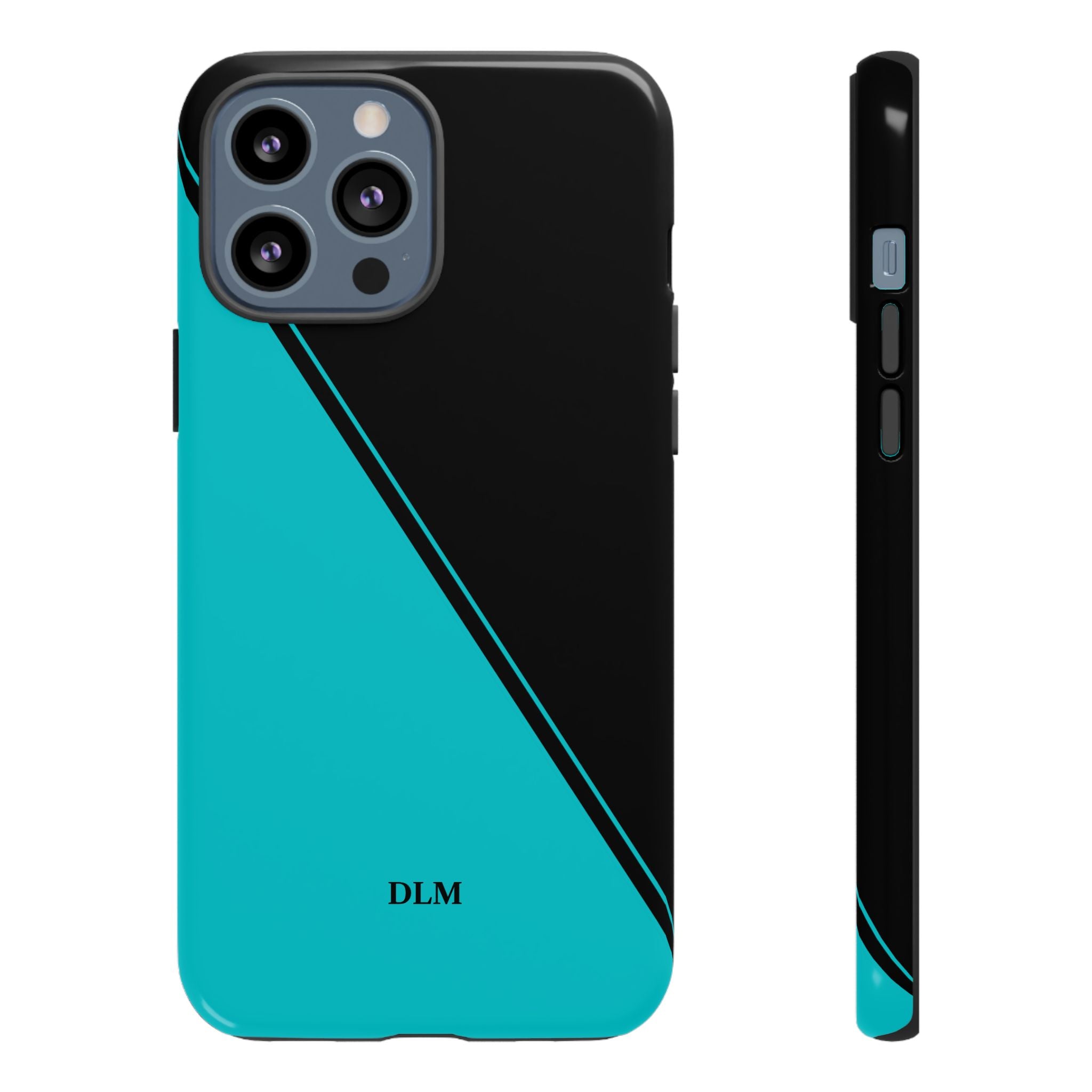 Tiffany/Black Two Tone Custom Initials Case
