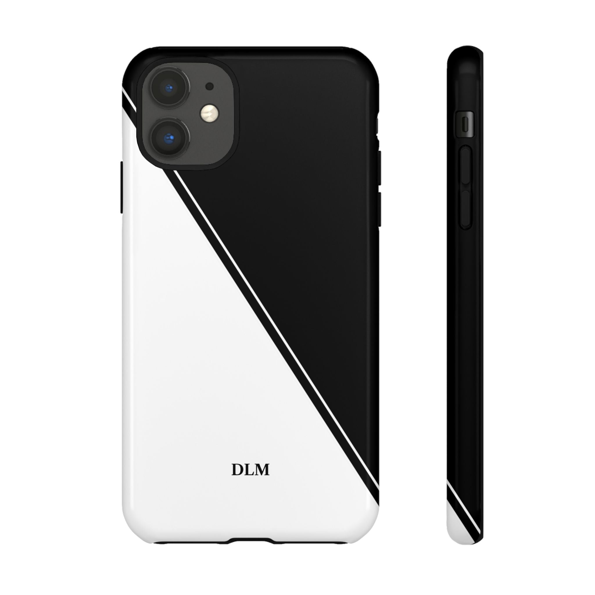 White/Black Two Tone Custom Initials Case