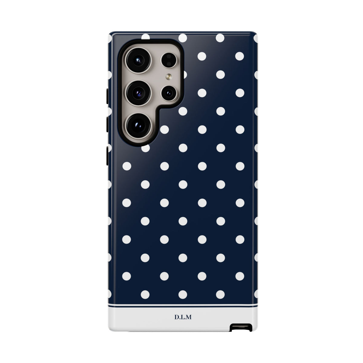 Navy Pearl Personalised Polka Dot Case