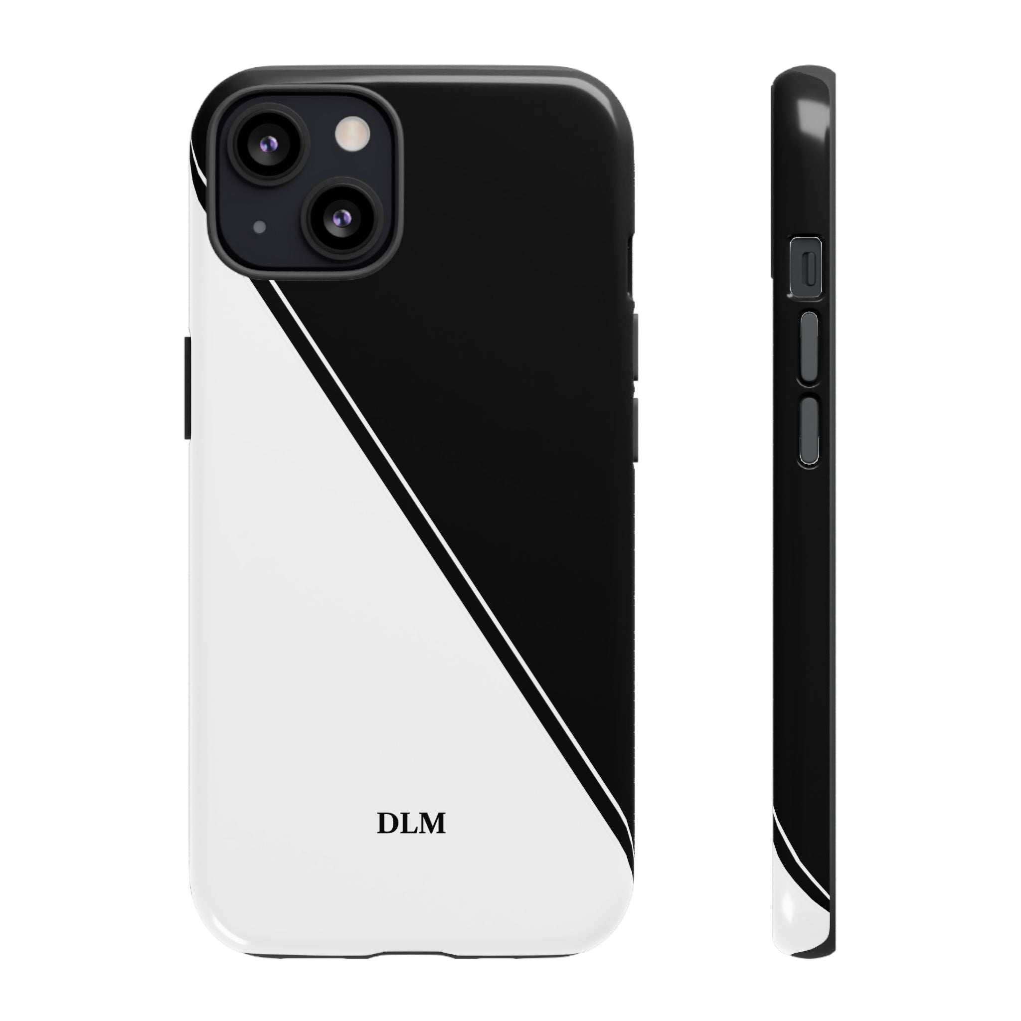 White/Black Two Tone Custom Initials Case