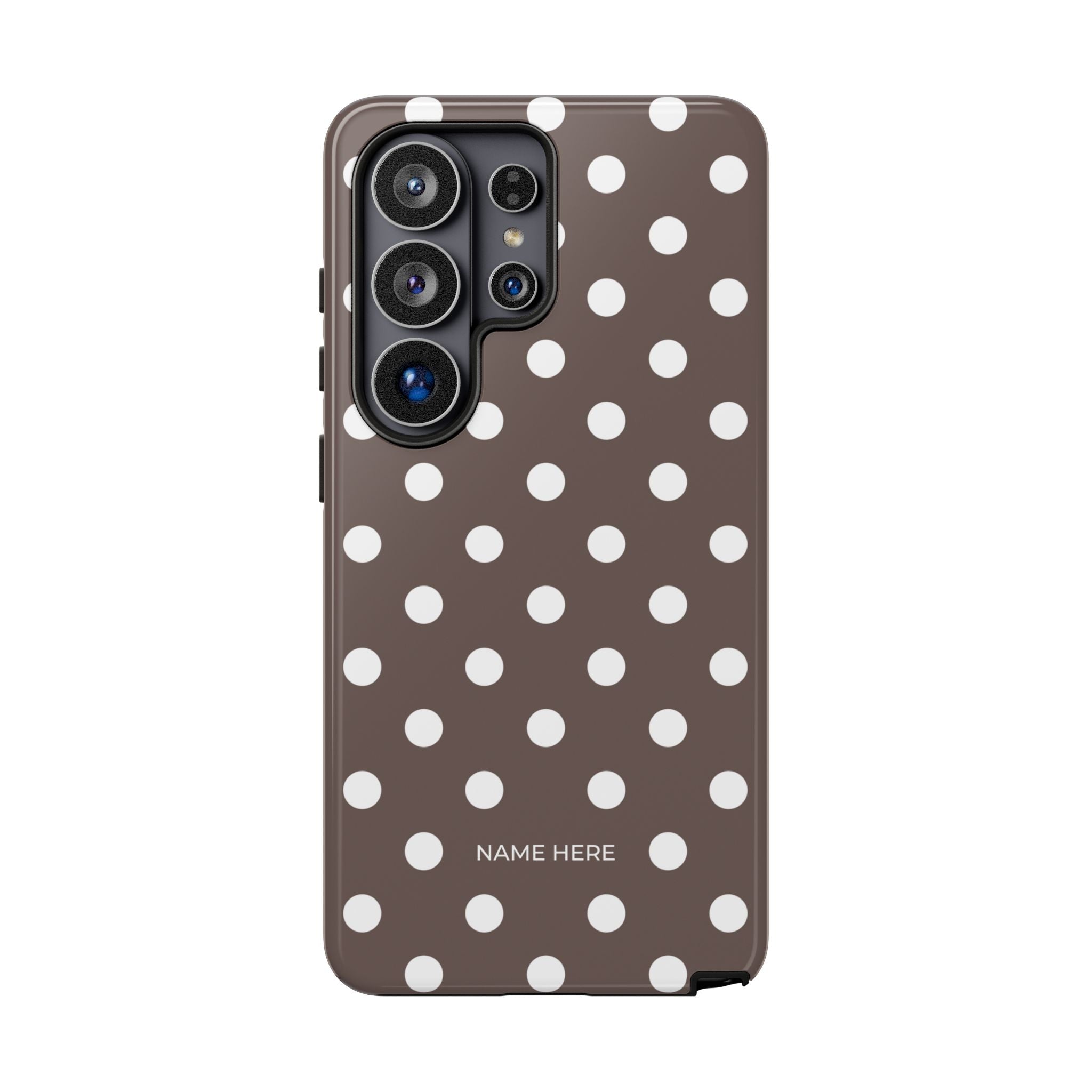Brown & White PolkaDot Customisable Case