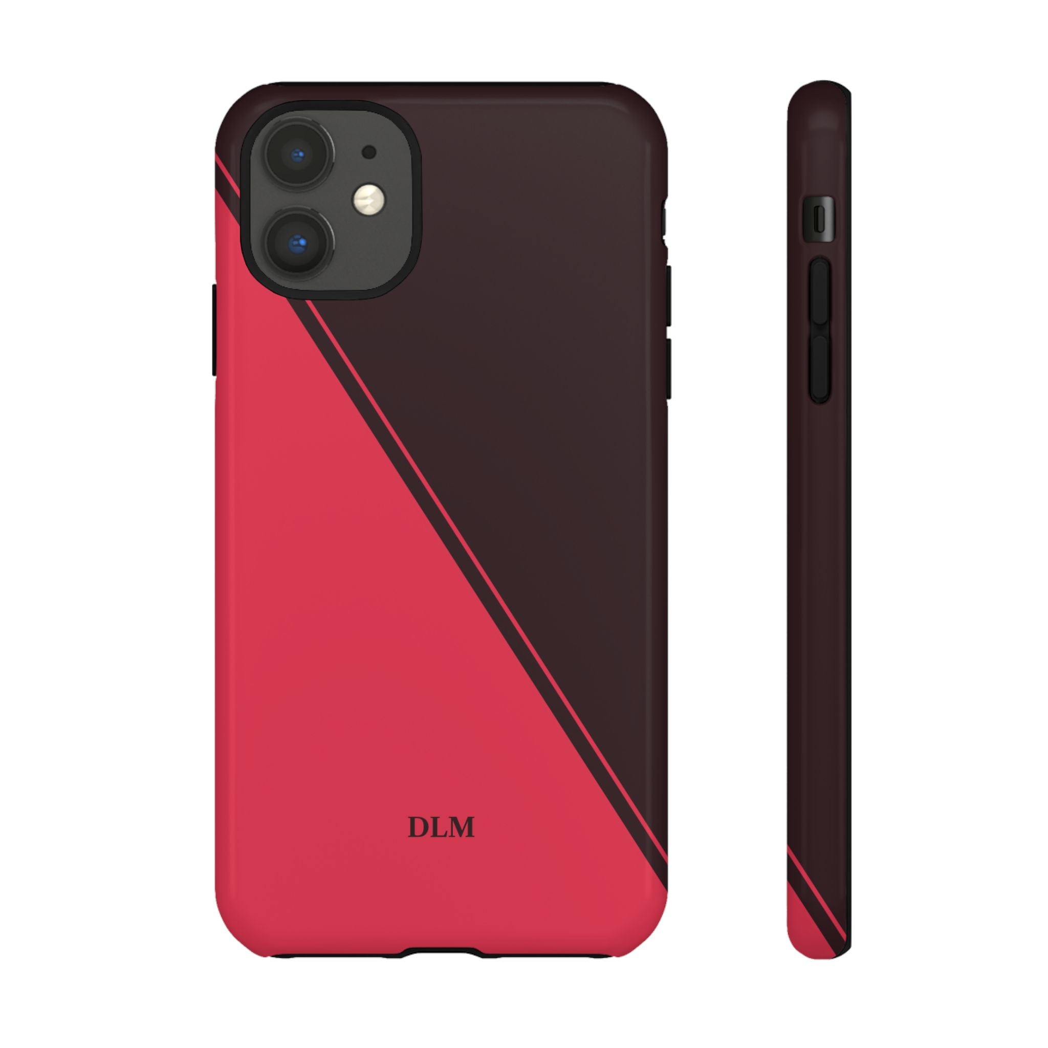 Red/Brown Two Tone Custom Initials Case