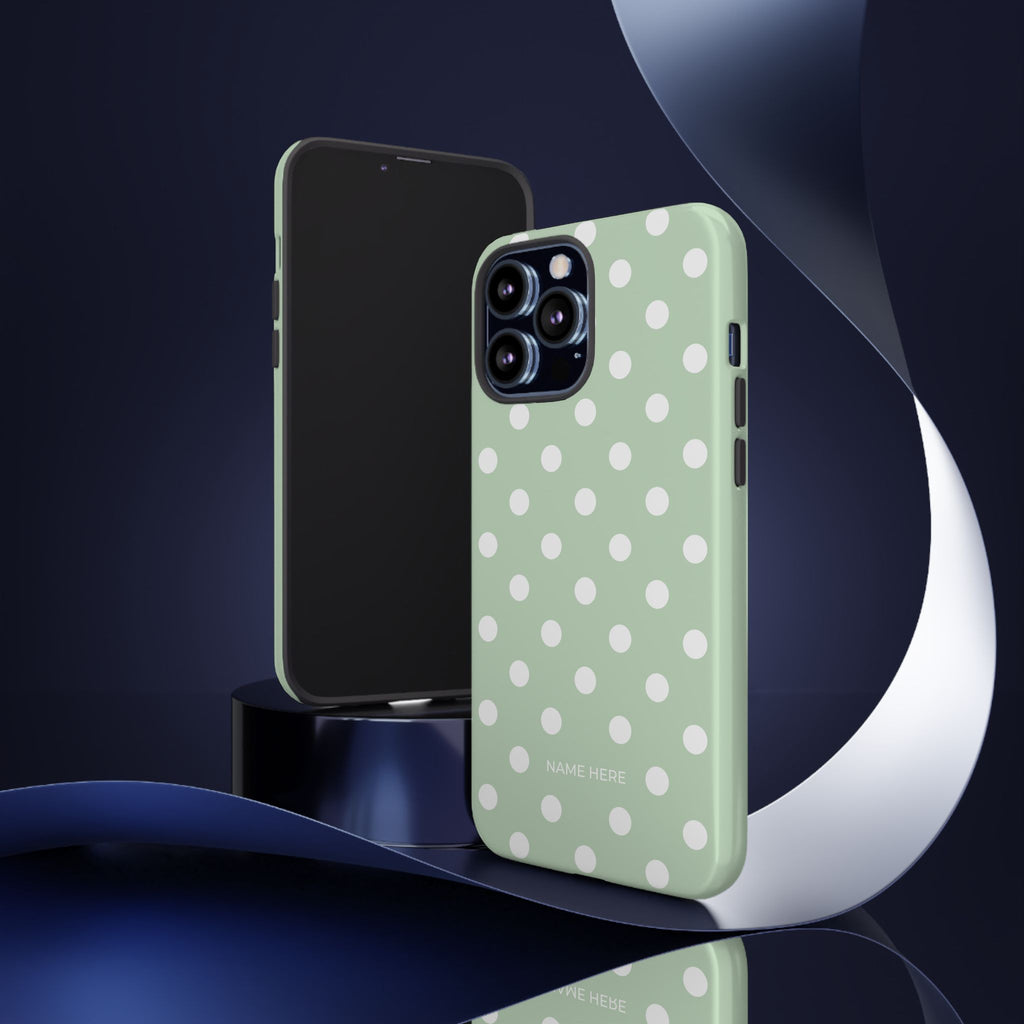 Green & White Polka Dot Customisable Case