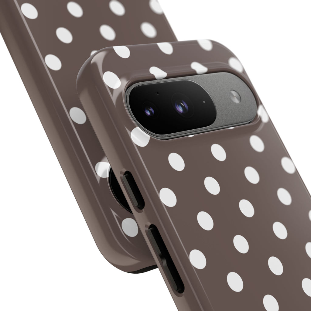 Brown & White PolkaDot Customisable Case