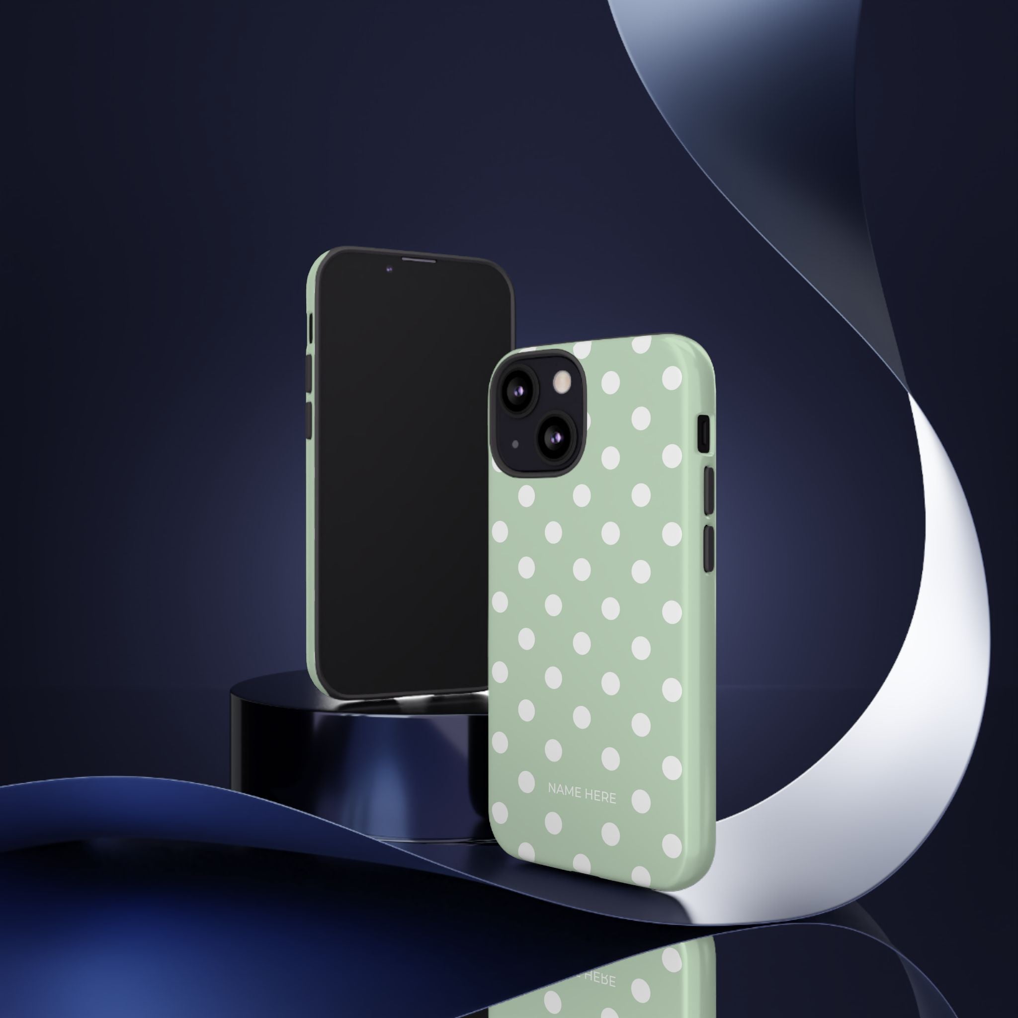 Green & White Polka Dot Customisable Case