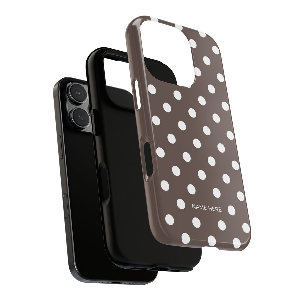 Brown & White PolkaDot Customisable Case