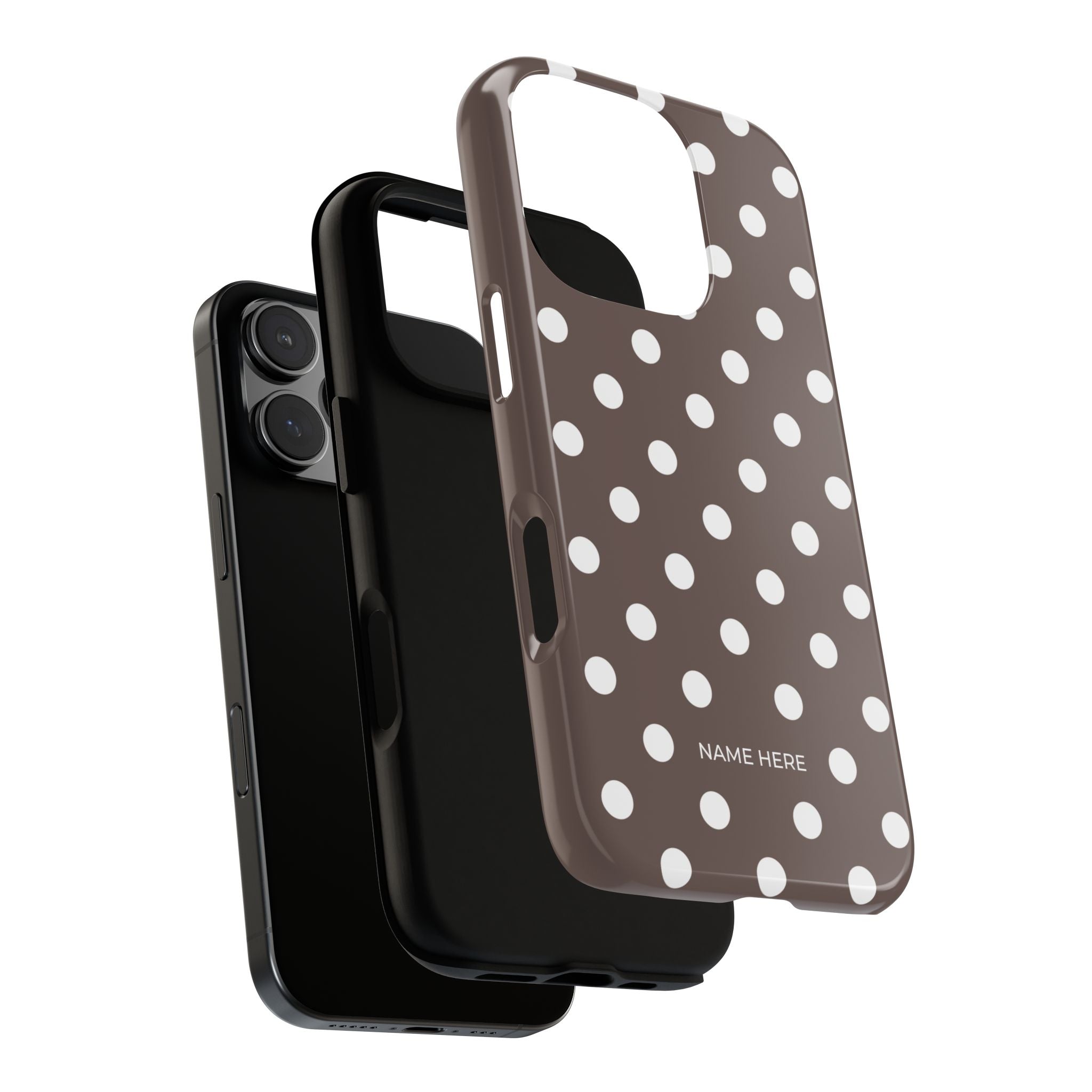 Brown & White PolkaDot Customisable Case