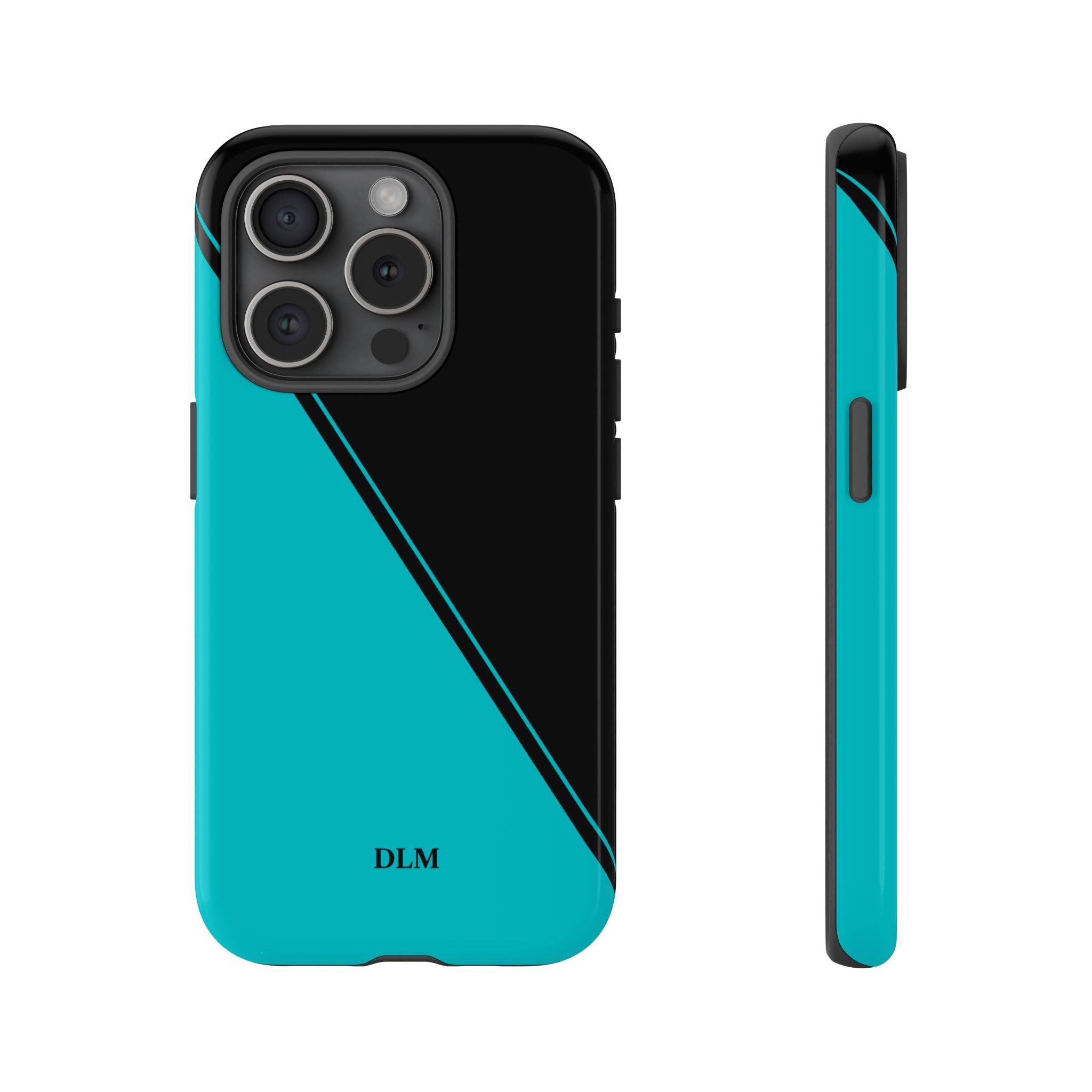 Tiffany/Black Two Tone Custom Initials Case