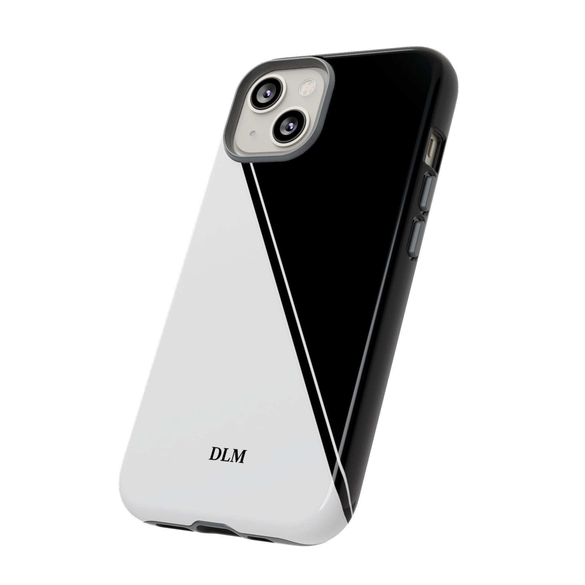 White/Black Two Tone Custom Initials Case