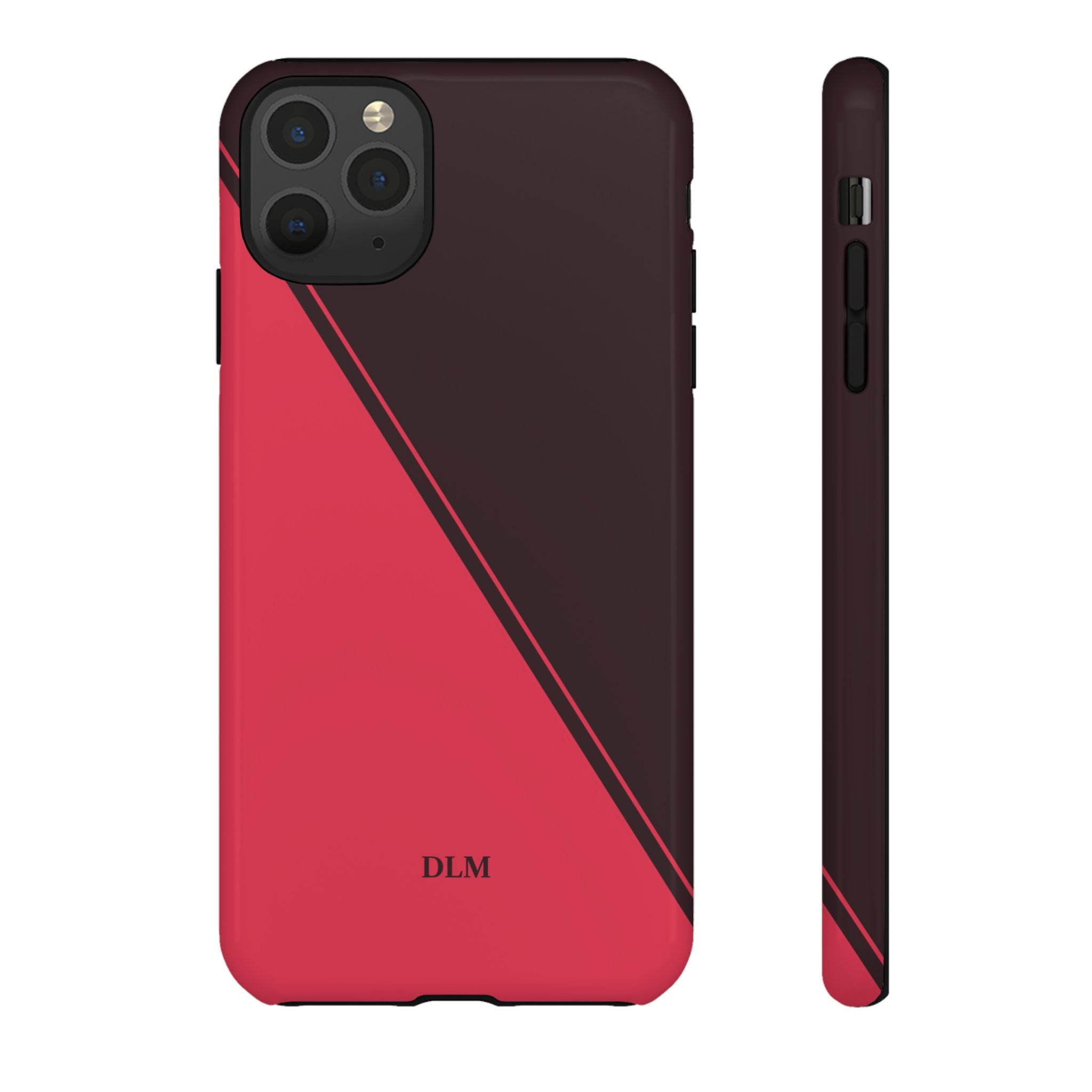 Red/Brown Two Tone Custom Initials Case