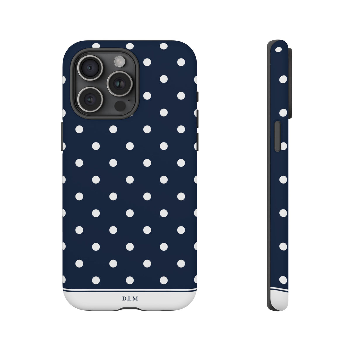 Navy Pearl Personalised Polka Dot Case