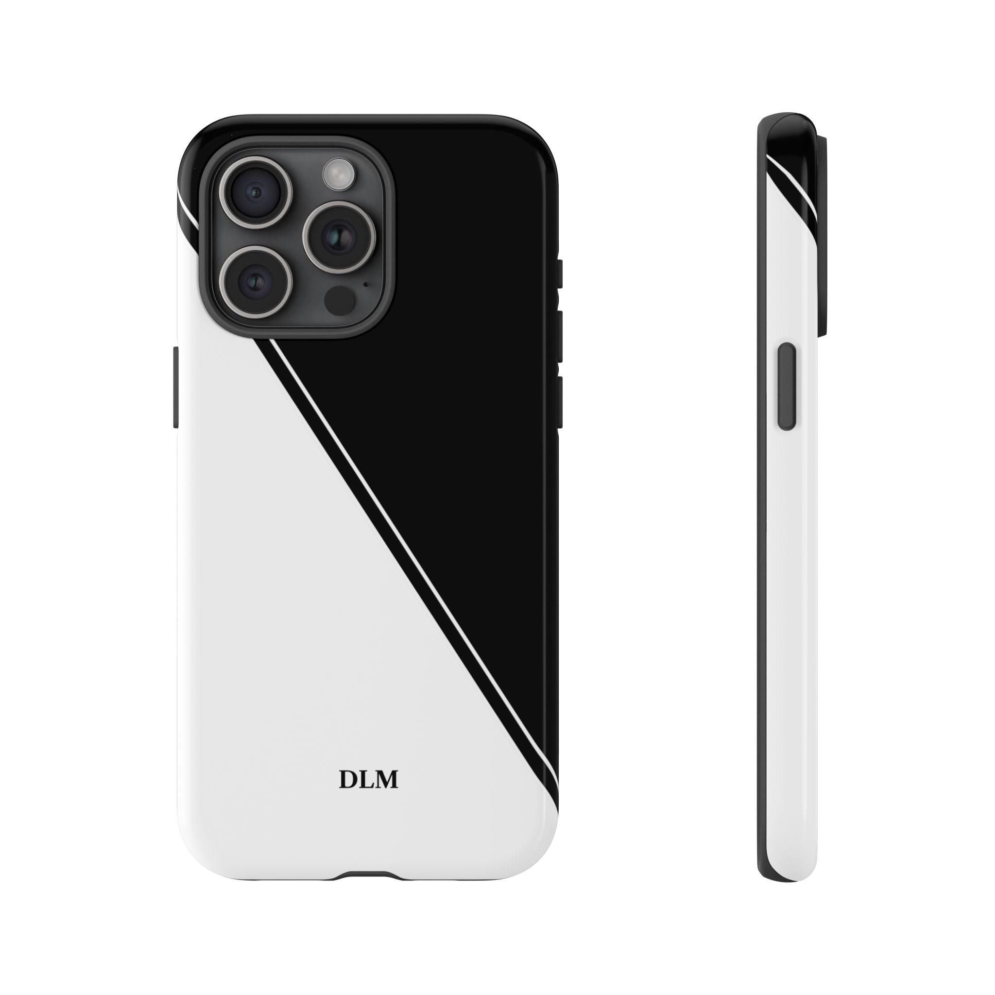 White/Black Two Tone Custom Initials Case