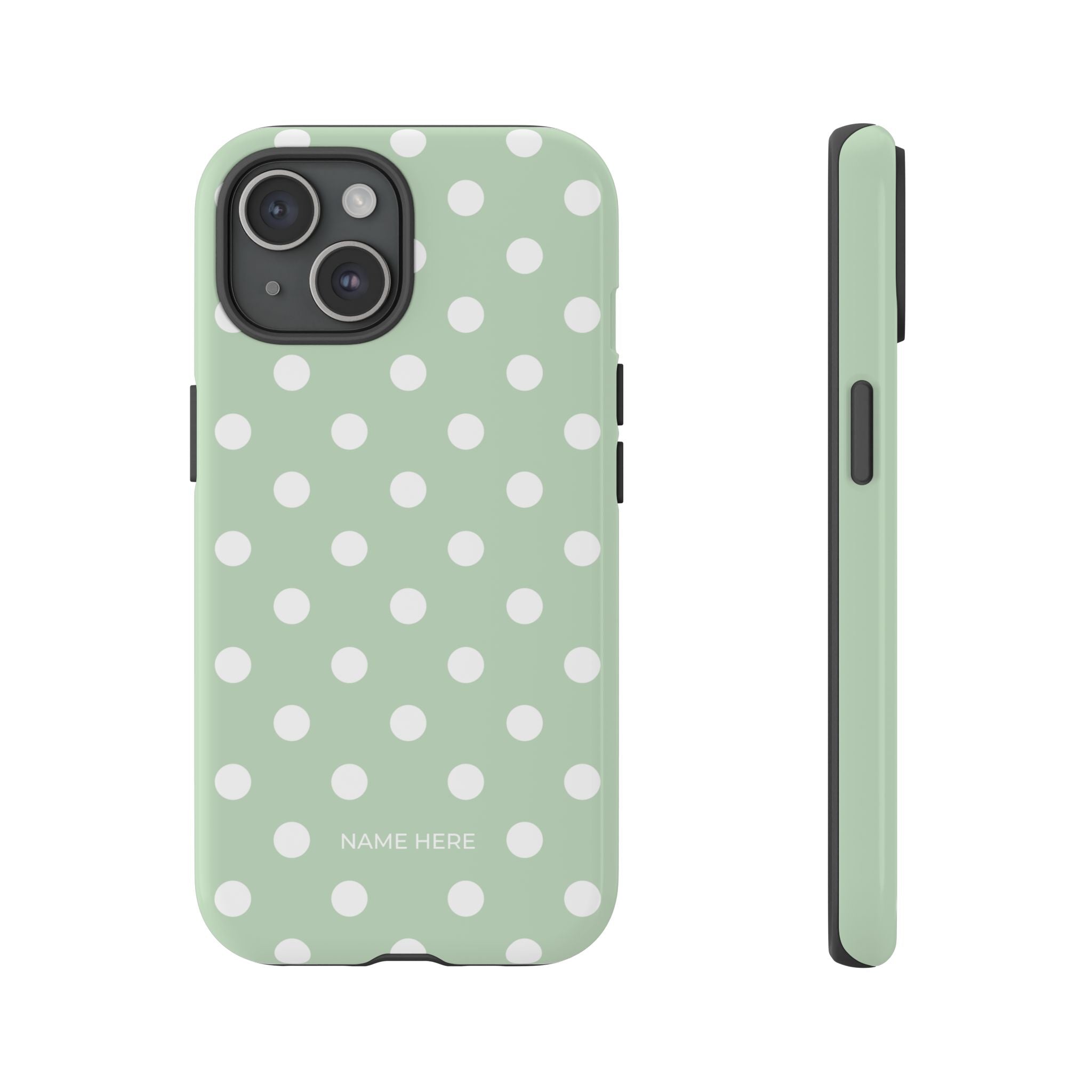 Green & White Polka Dot Customisable Case