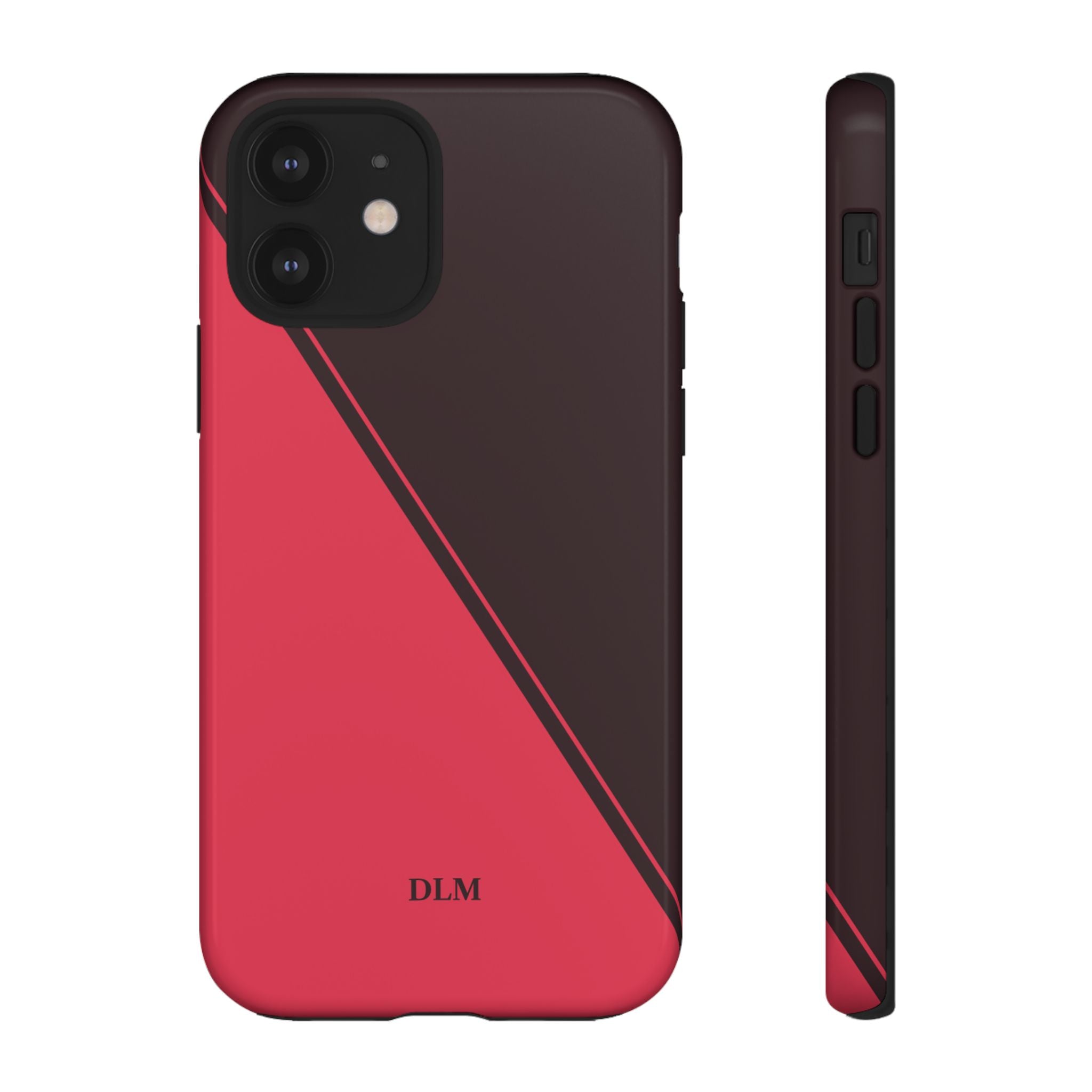 Red/Brown Two Tone Custom Initials Case