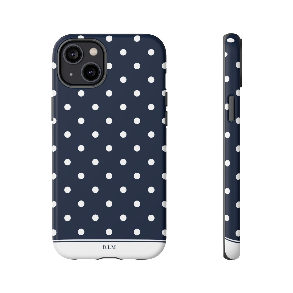 Navy Pearl Personalised Polka Dot Case