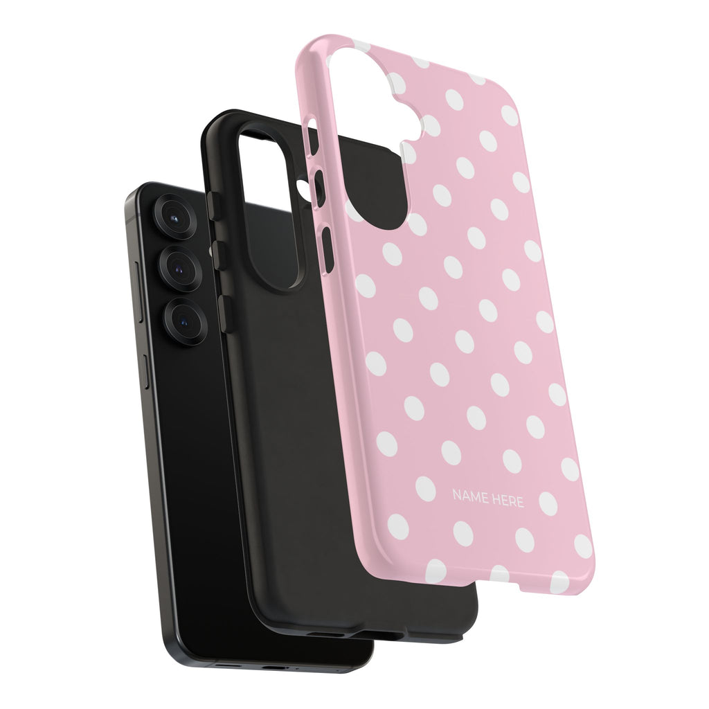 Pink & White PolkaDot Customisable Name Case