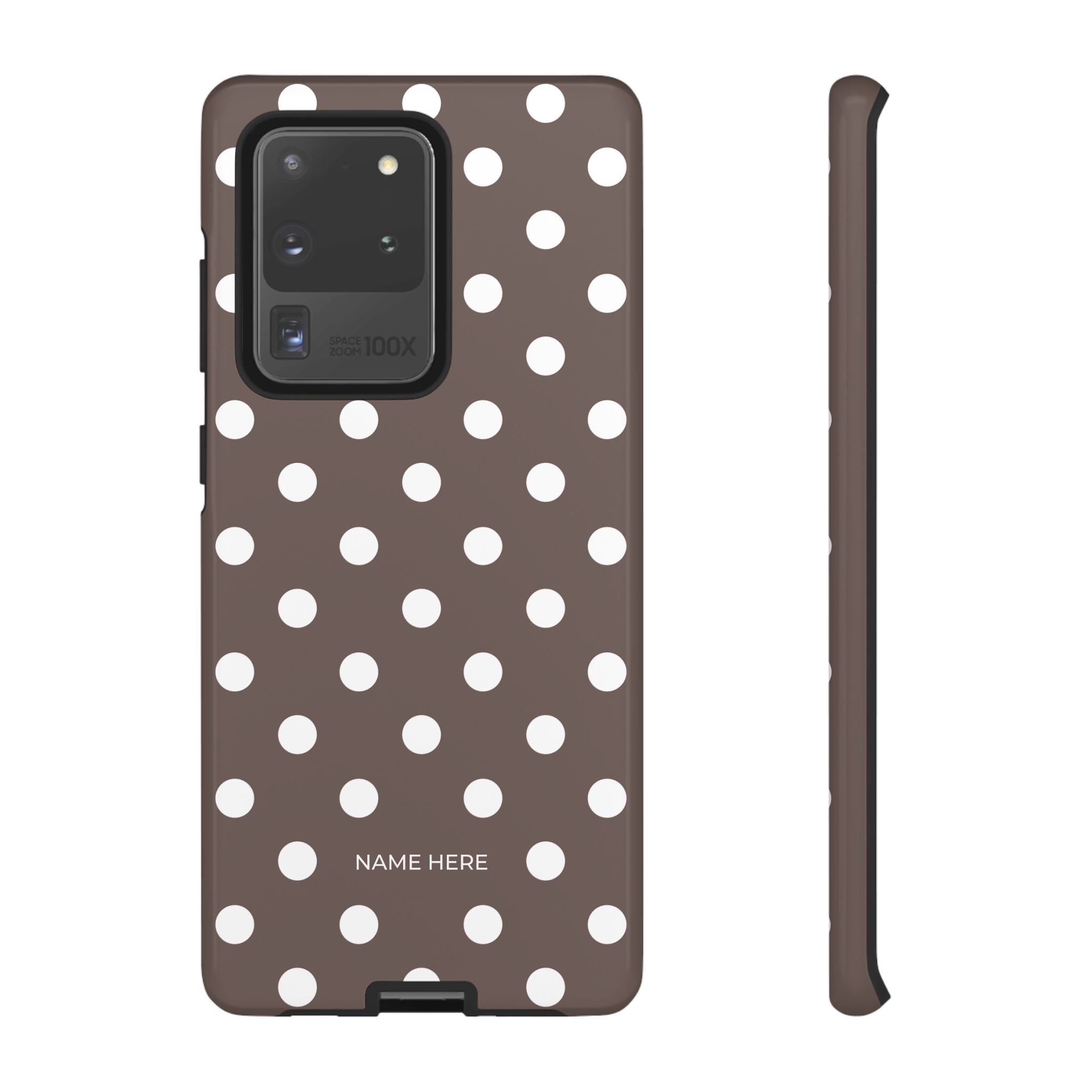Brown & White PolkaDot Customisable Case