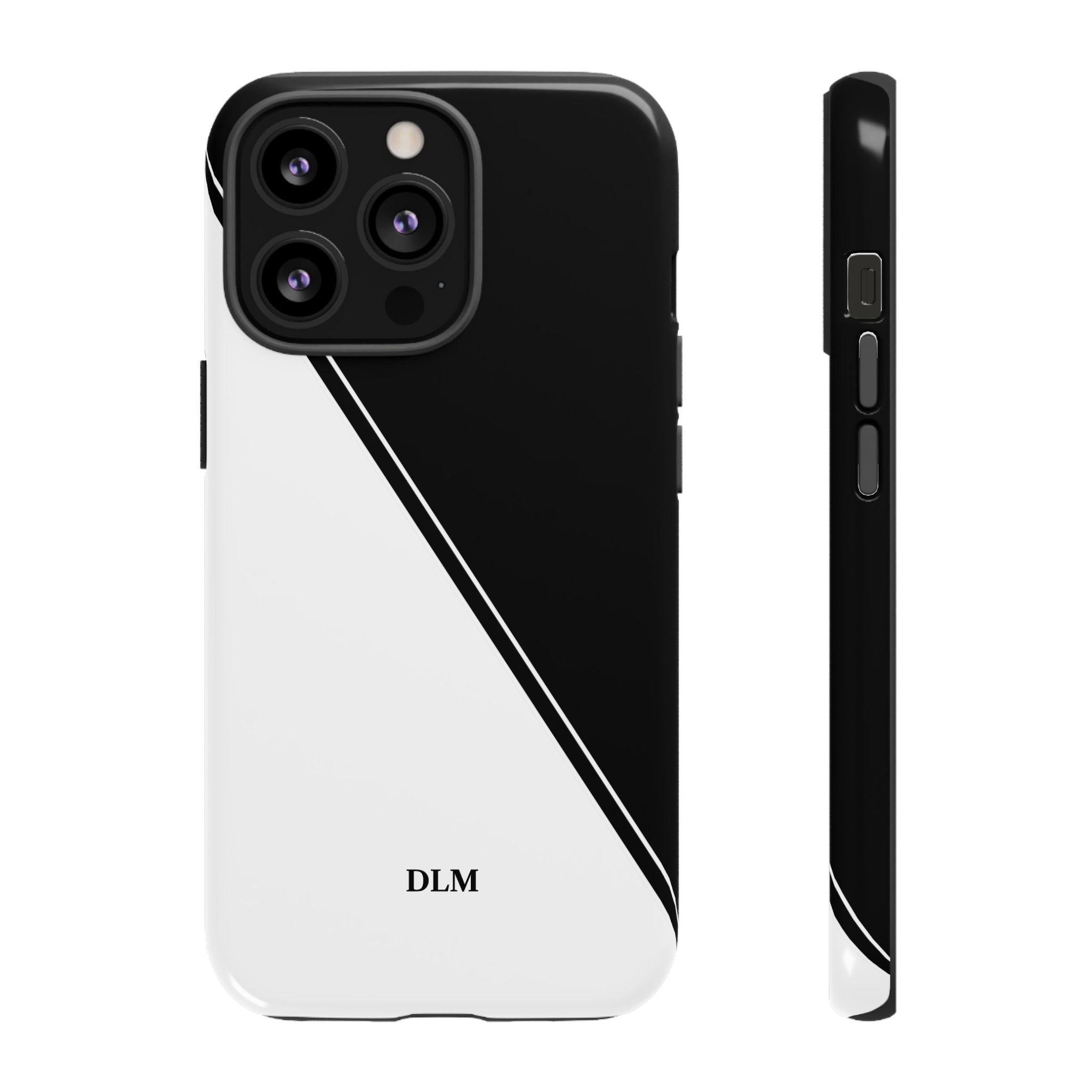White/Black Two Tone Custom Initials Case