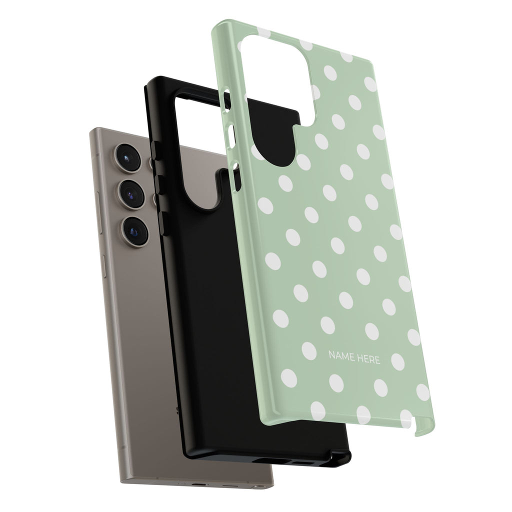 Green & White Polka Dot Customisable Case