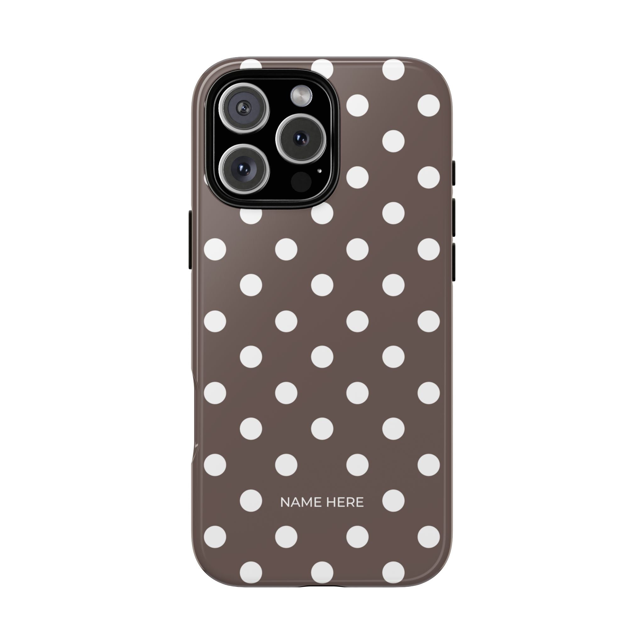 Brown & White PolkaDot Customisable Case