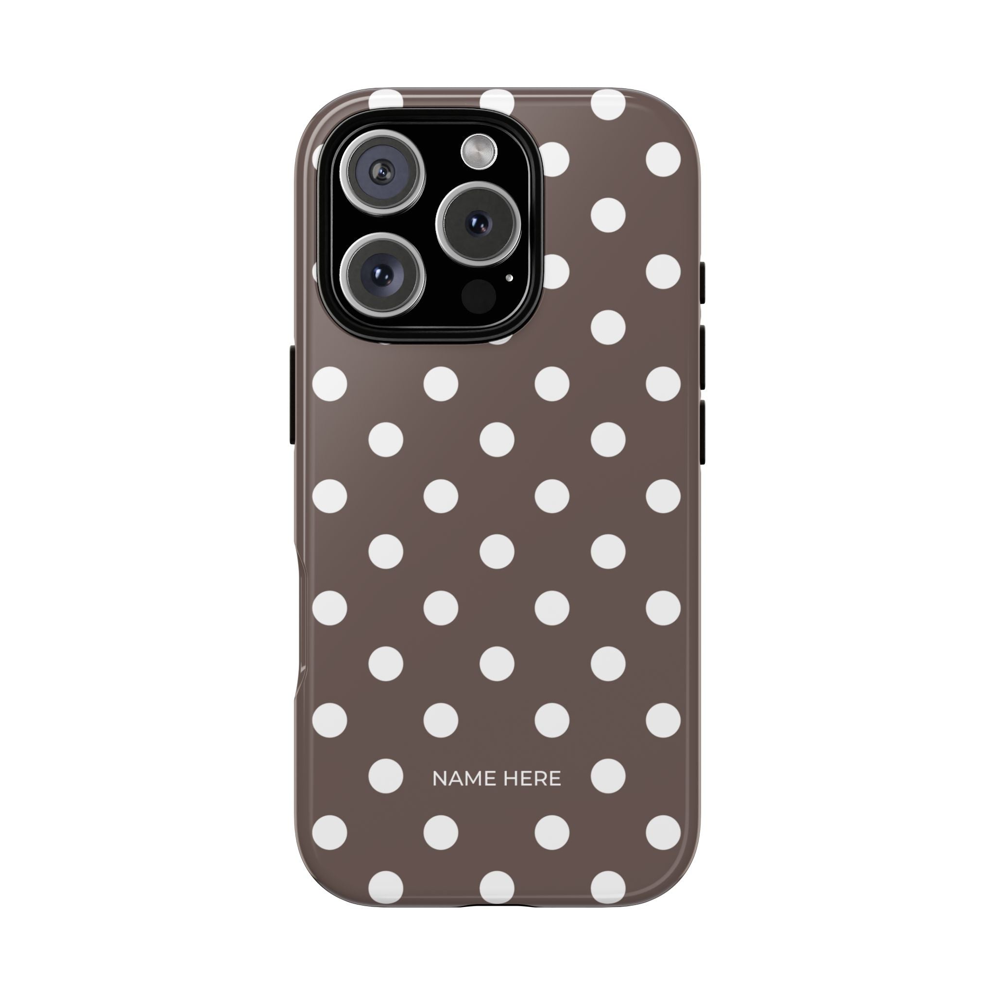 Brown & White PolkaDot Customisable Case