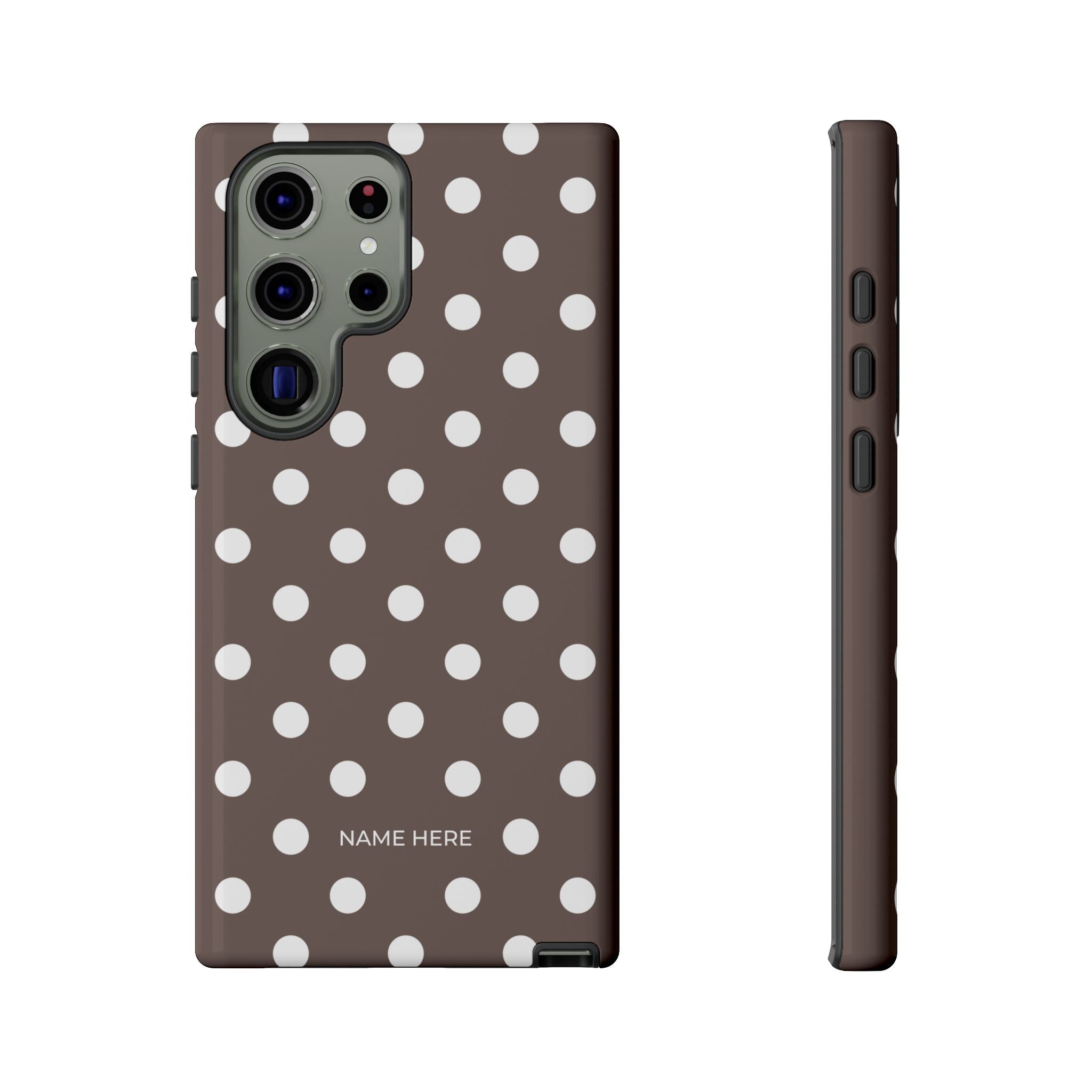 Brown & White PolkaDot Customisable Case