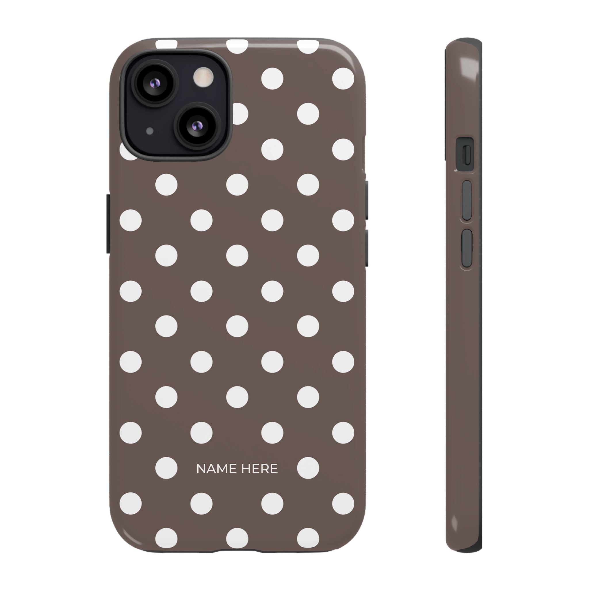 Brown & White PolkaDot Customisable Case