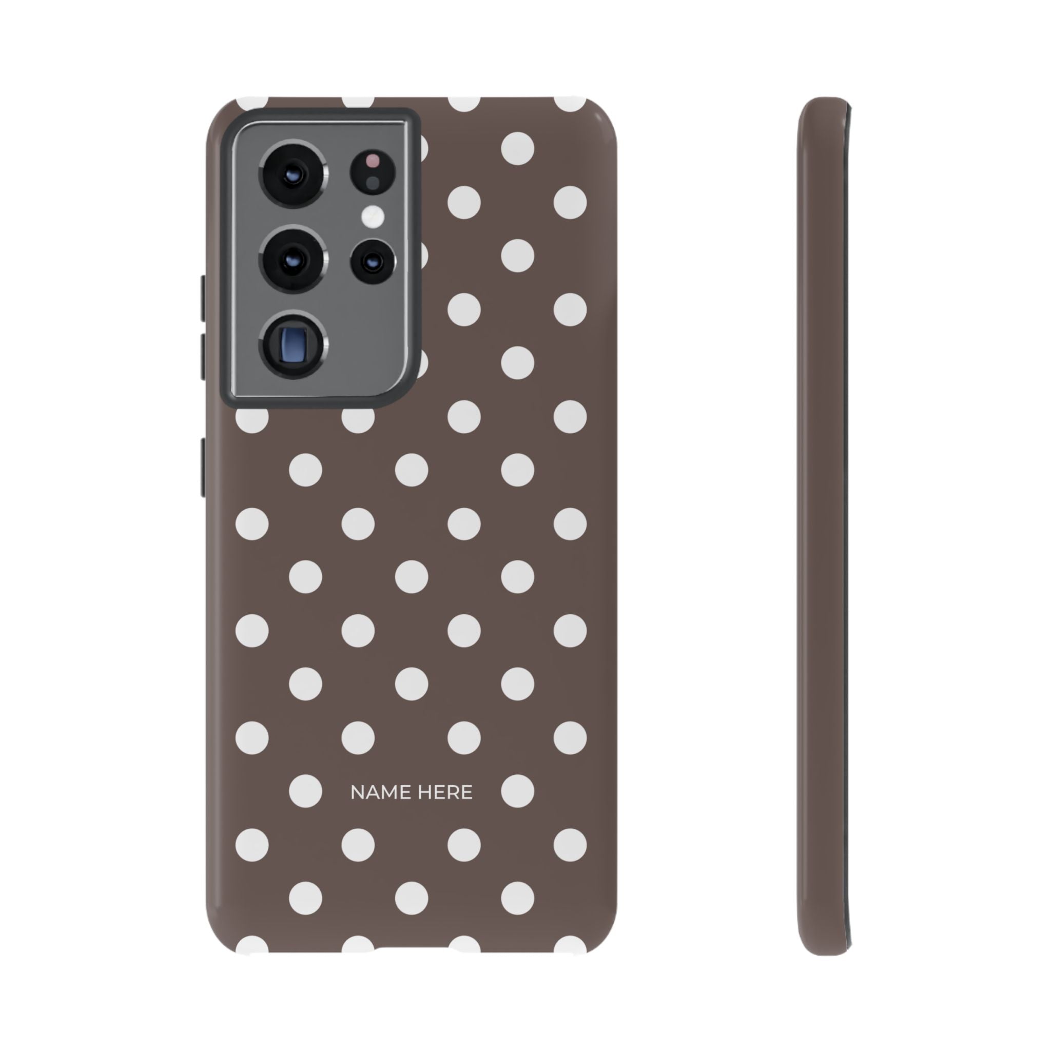 Brown & White PolkaDot Customisable Case