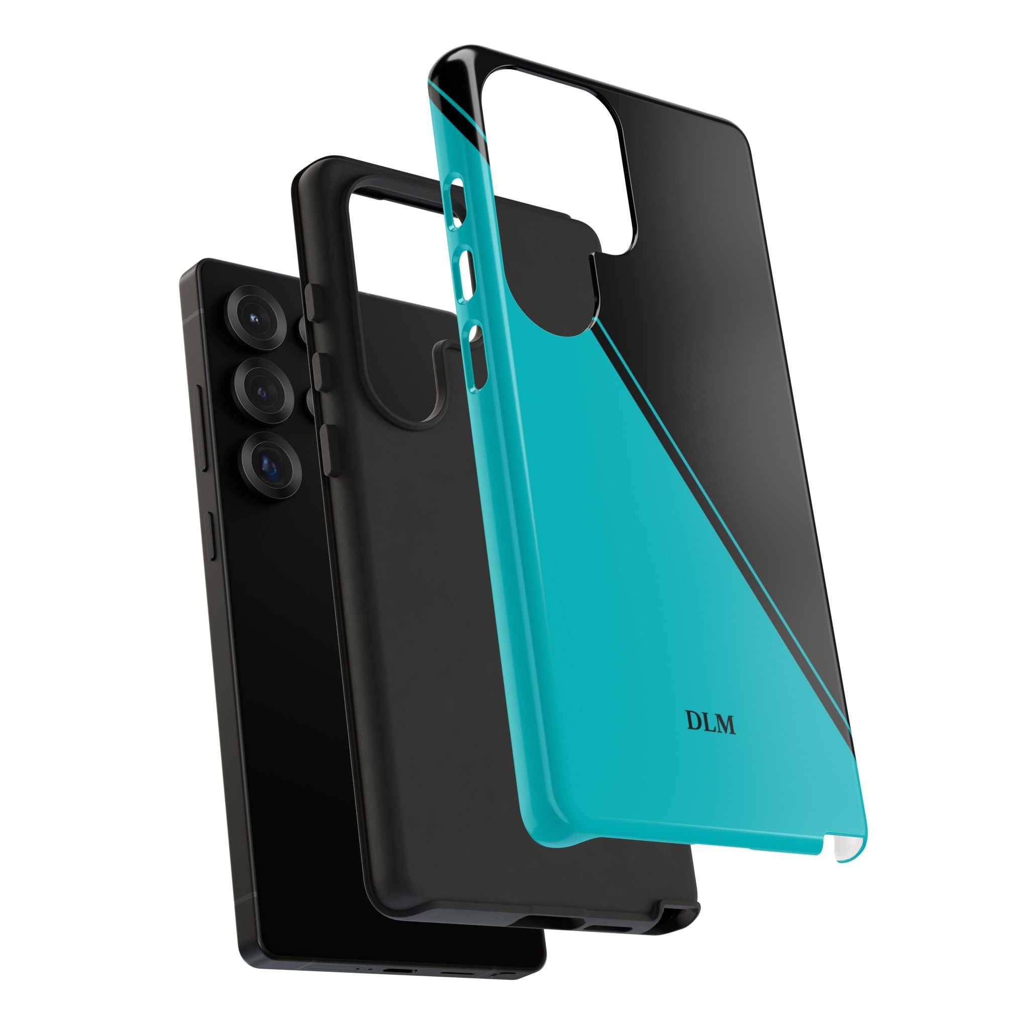 Tiffany/Black Two Tone Custom Initials Case