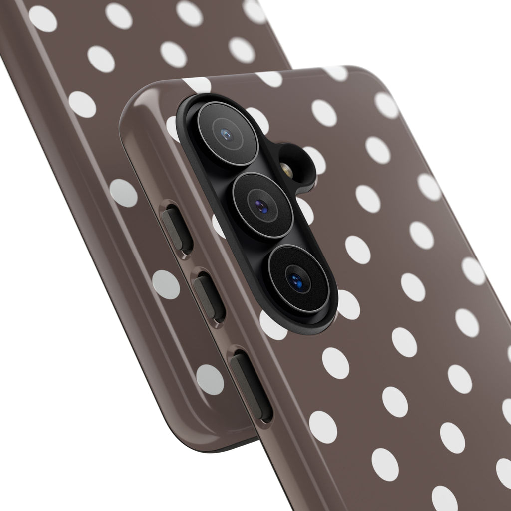 Brown & White PolkaDot Customisable Case