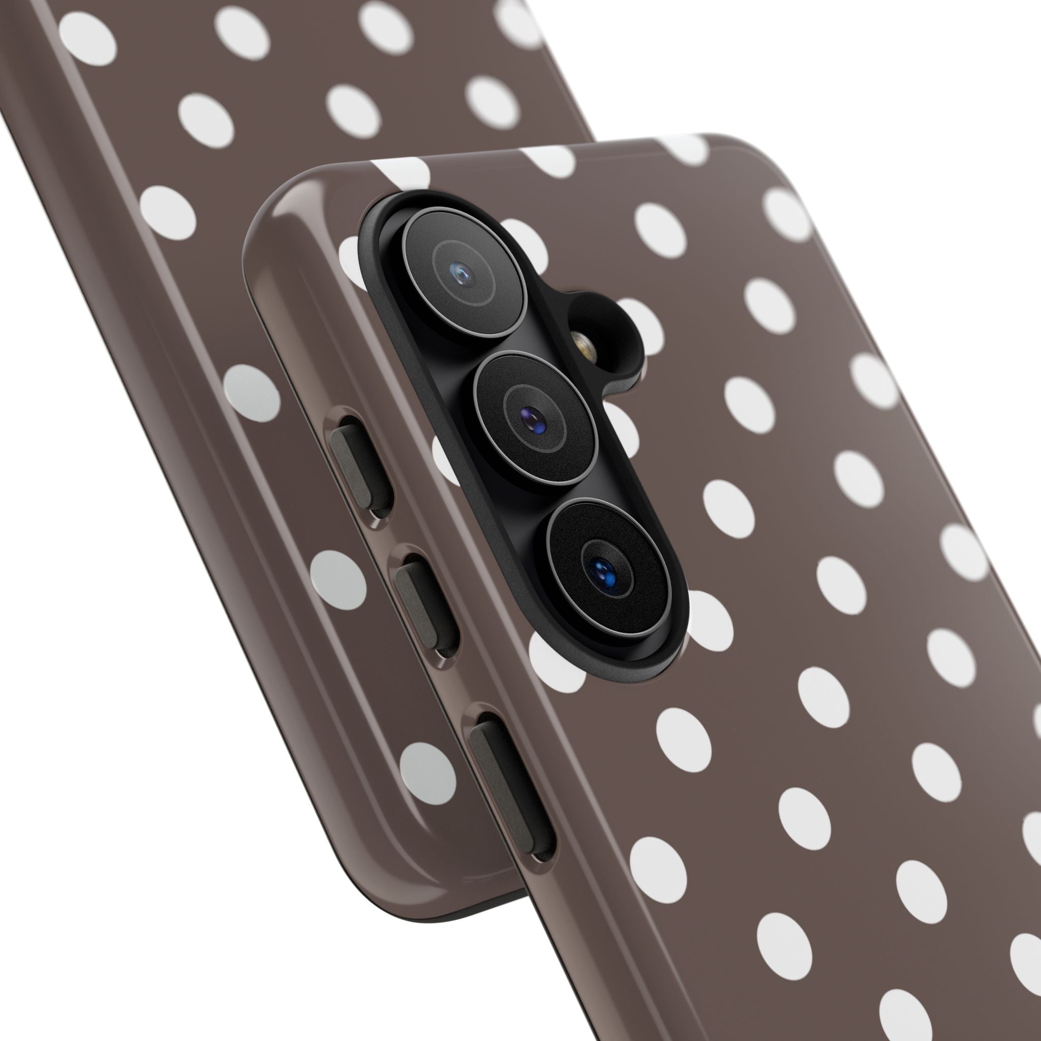 Brown & White PolkaDot Customisable Case