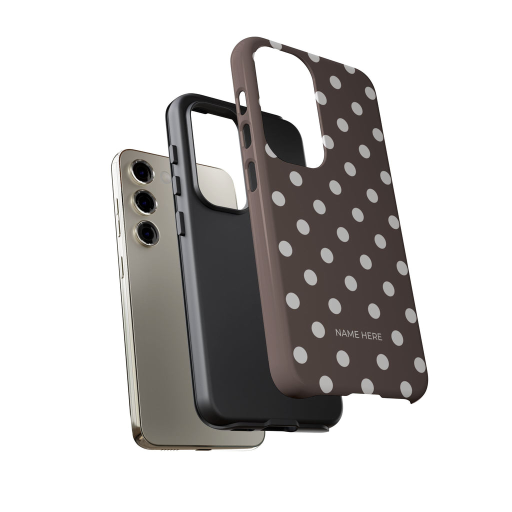Brown & White PolkaDot Customisable Case