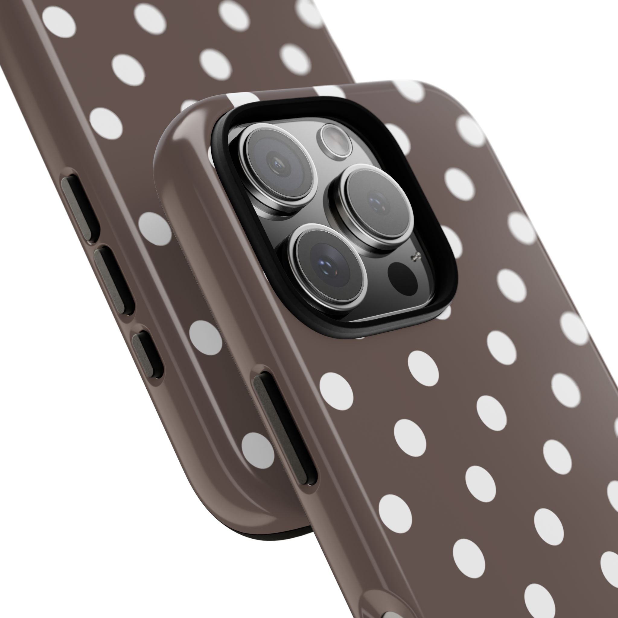 Brown & White PolkaDot Customisable Case