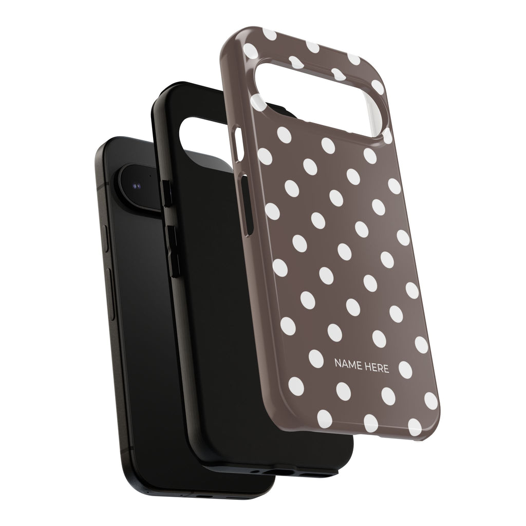 Brown & White PolkaDot Customisable Case
