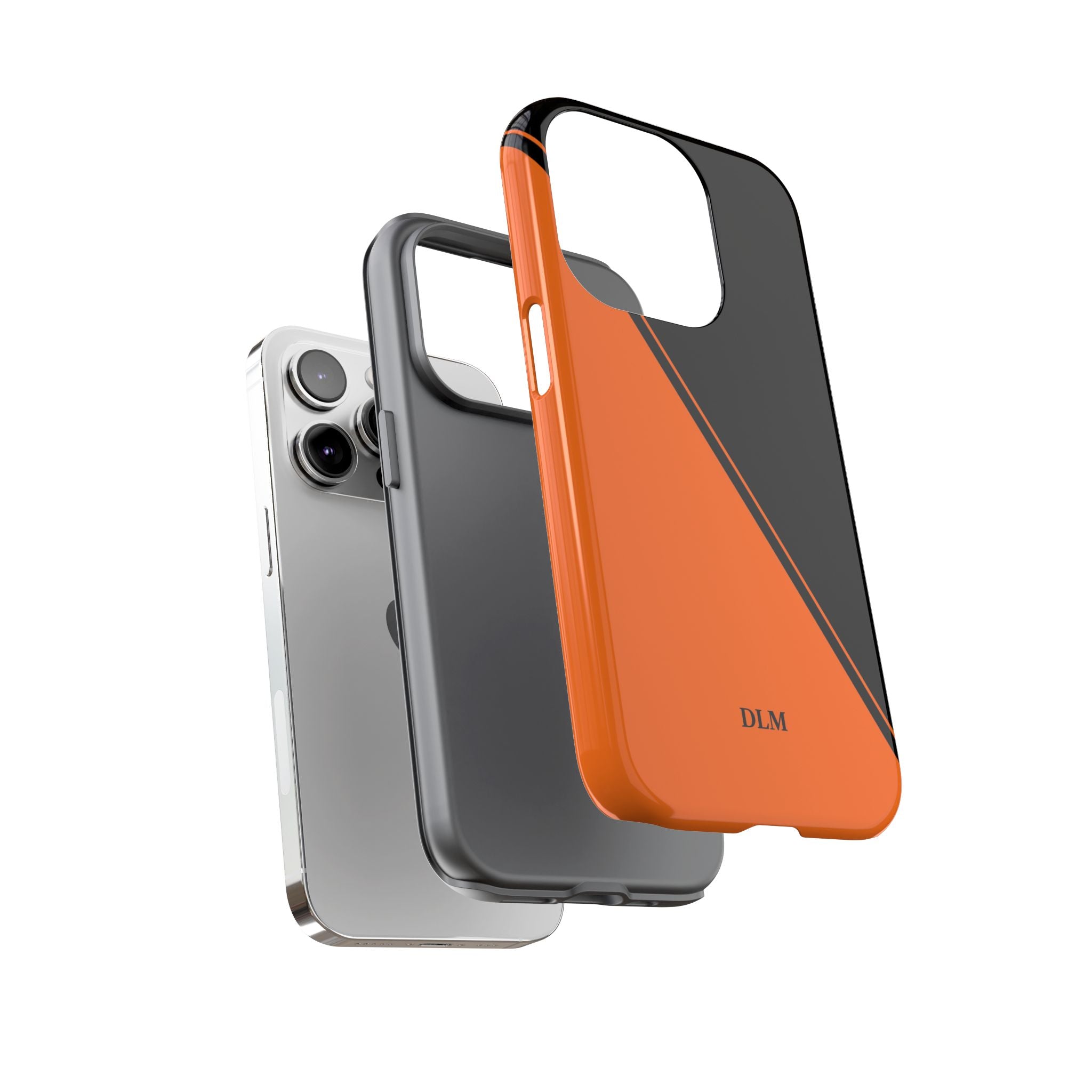 Orange/Black Two Tone Custom Initials Case