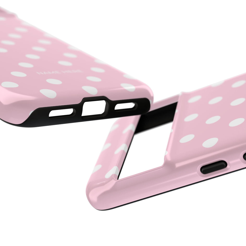 Pink & White PolkaDot Customisable Name Case