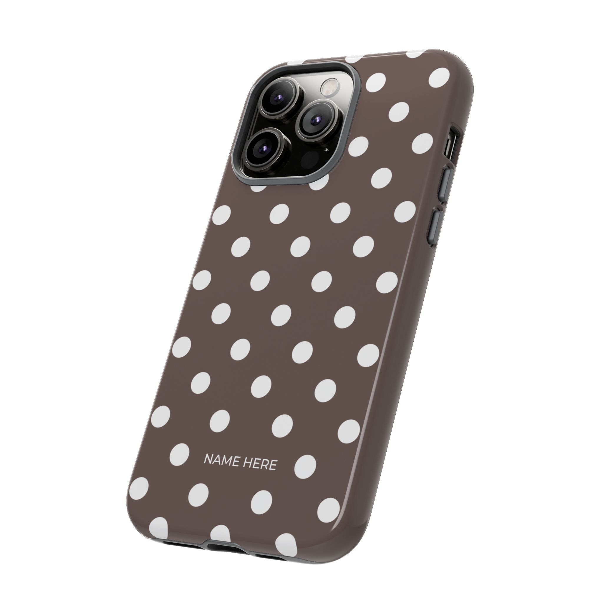 Brown & White PolkaDot Customisable Case