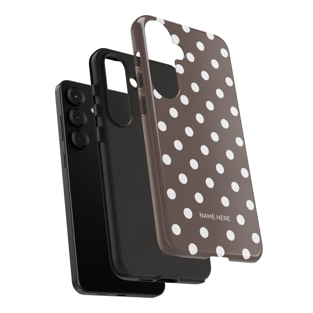 Brown & White PolkaDot Customisable Case