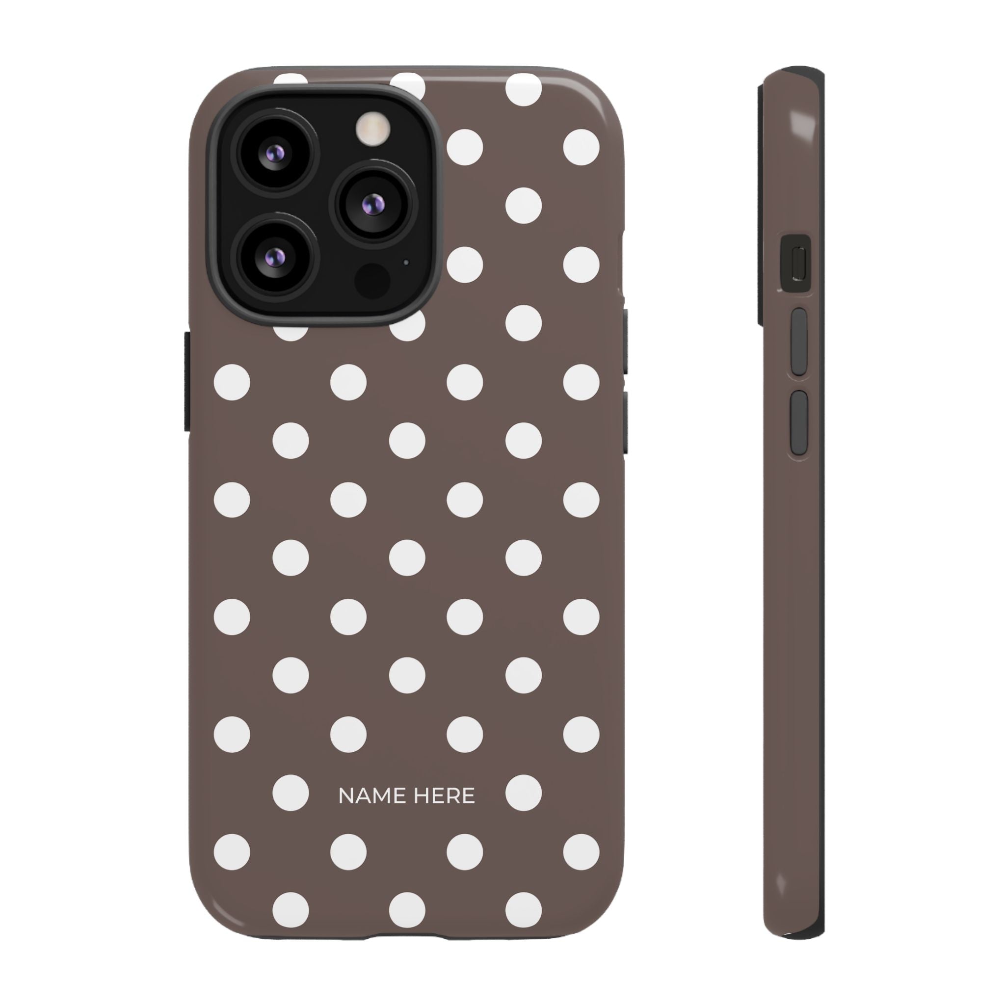 Brown & White PolkaDot Customisable Case