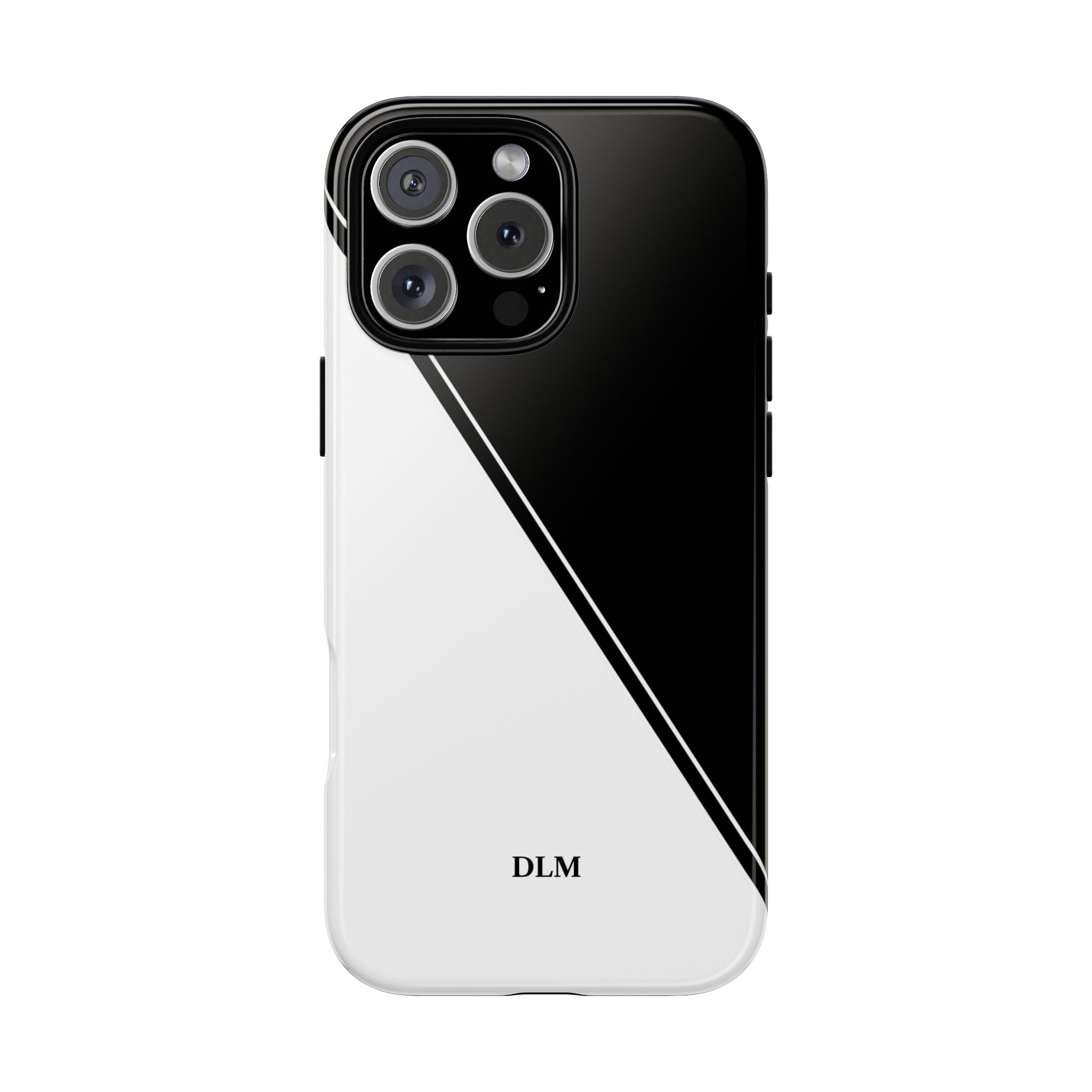 White/Black Two Tone Custom Initials Case